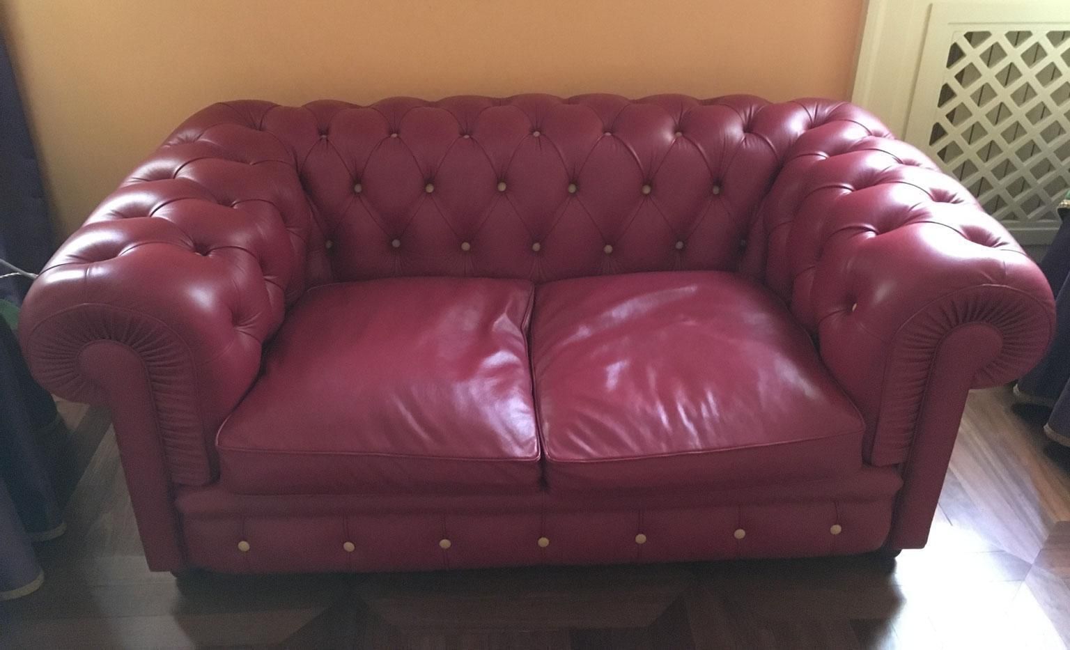 Early 21st Century Italy Chester Bordeaux Leather Baroque Sofa By Poltrona Frau photo furniture