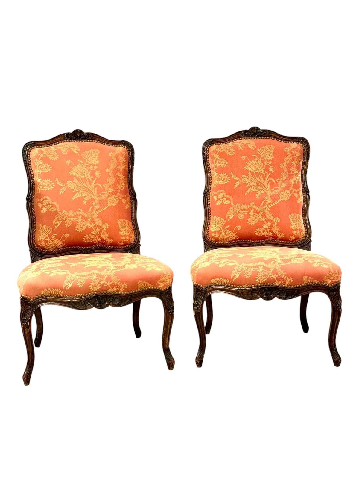 Louis XV Style Pair Of Carved Walnut Side Chairs, France C.1880 photo buy