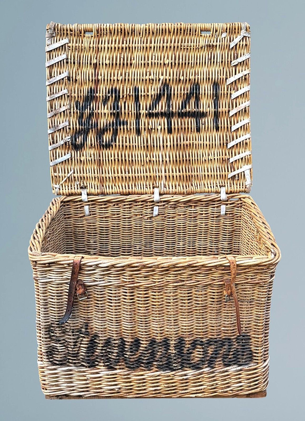 Large Antique Wicker Log Basket photo vinterior