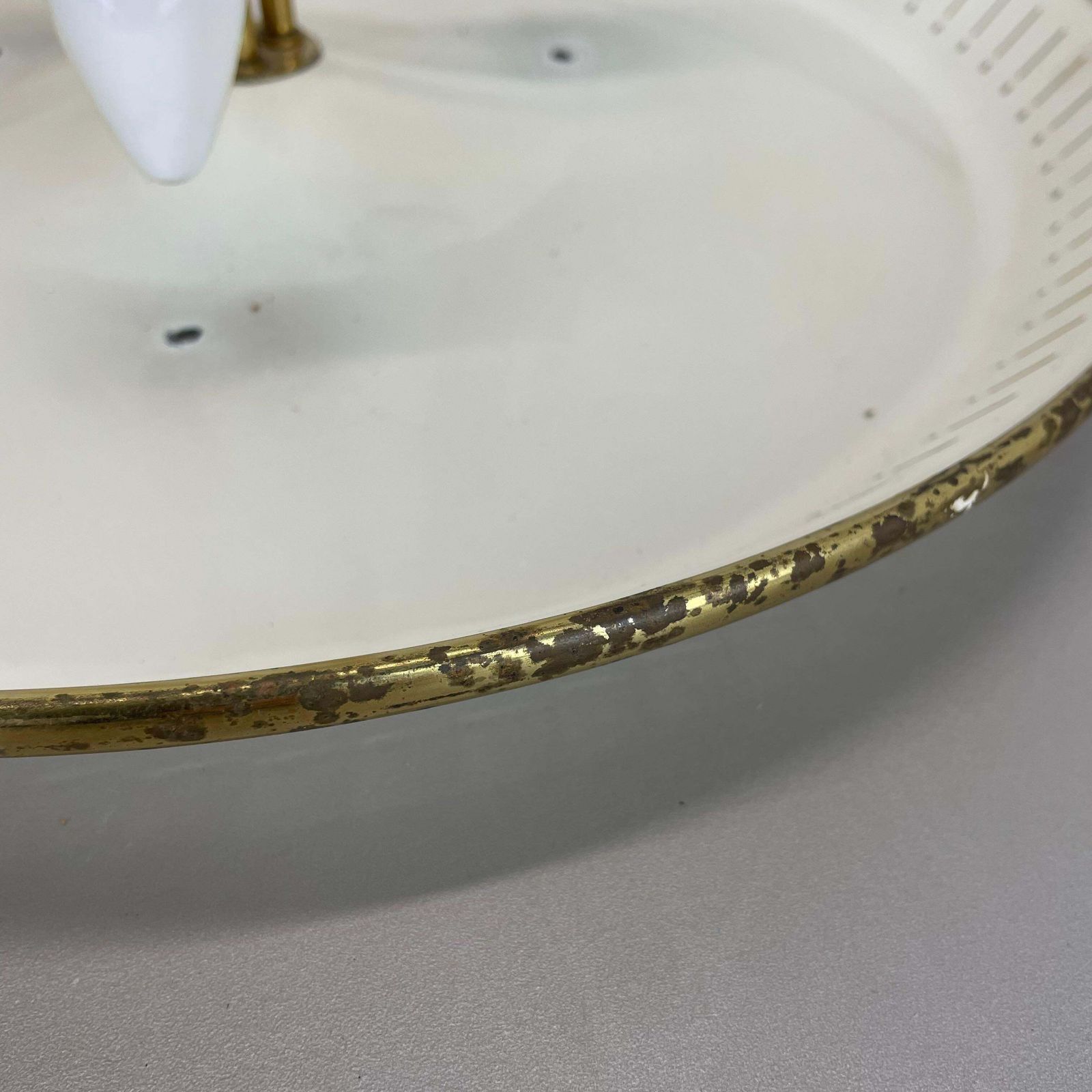 photo vinterior Unique Round Brass Gino Sarfatti Style Ceiling Light Flushmount, Italy 1950s