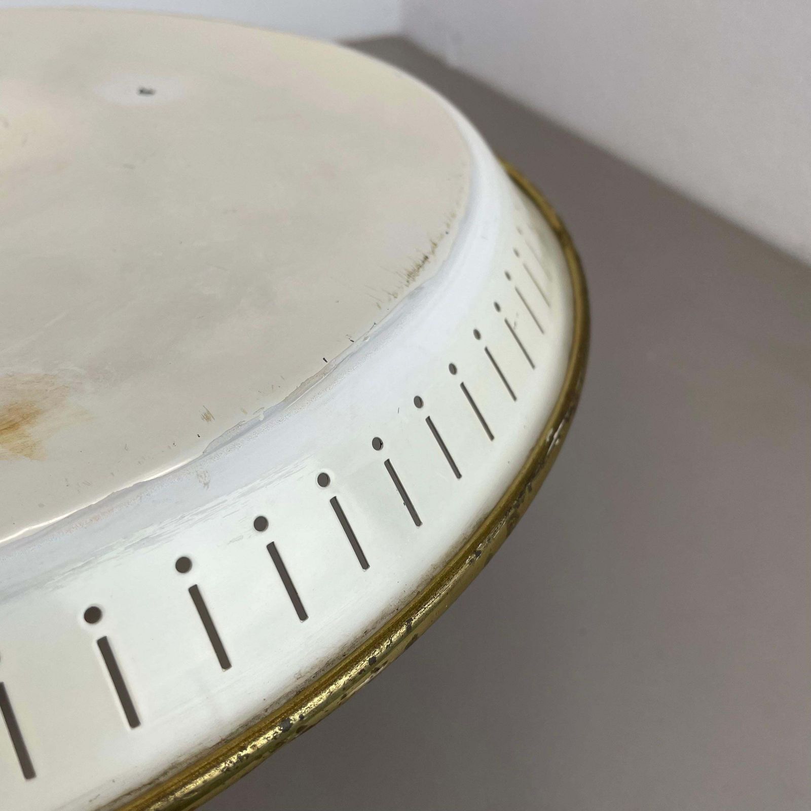 photo buy Unique Round Brass Gino Sarfatti Style Ceiling Light Flushmount, Italy 1950s