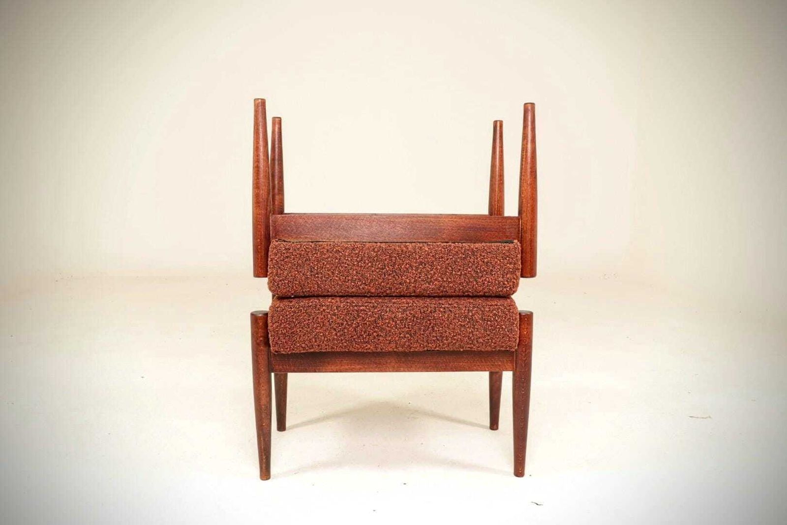 Set Of Two Vintage Style Footstools, Bouclé Cinnamon Color photo furniture