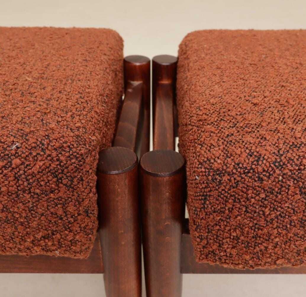 Set Of Two Vintage Style Footstools, Bouclé Cinnamon Color photo Furniture