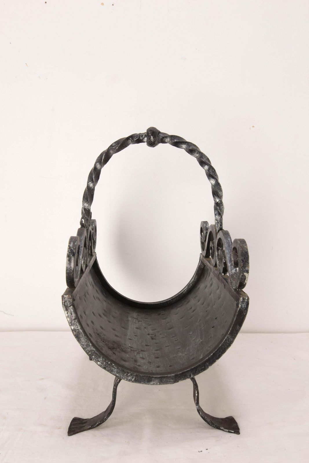 Wood Log Holder Rack Wrought Iron, France, Circa 1960 photo 600.0