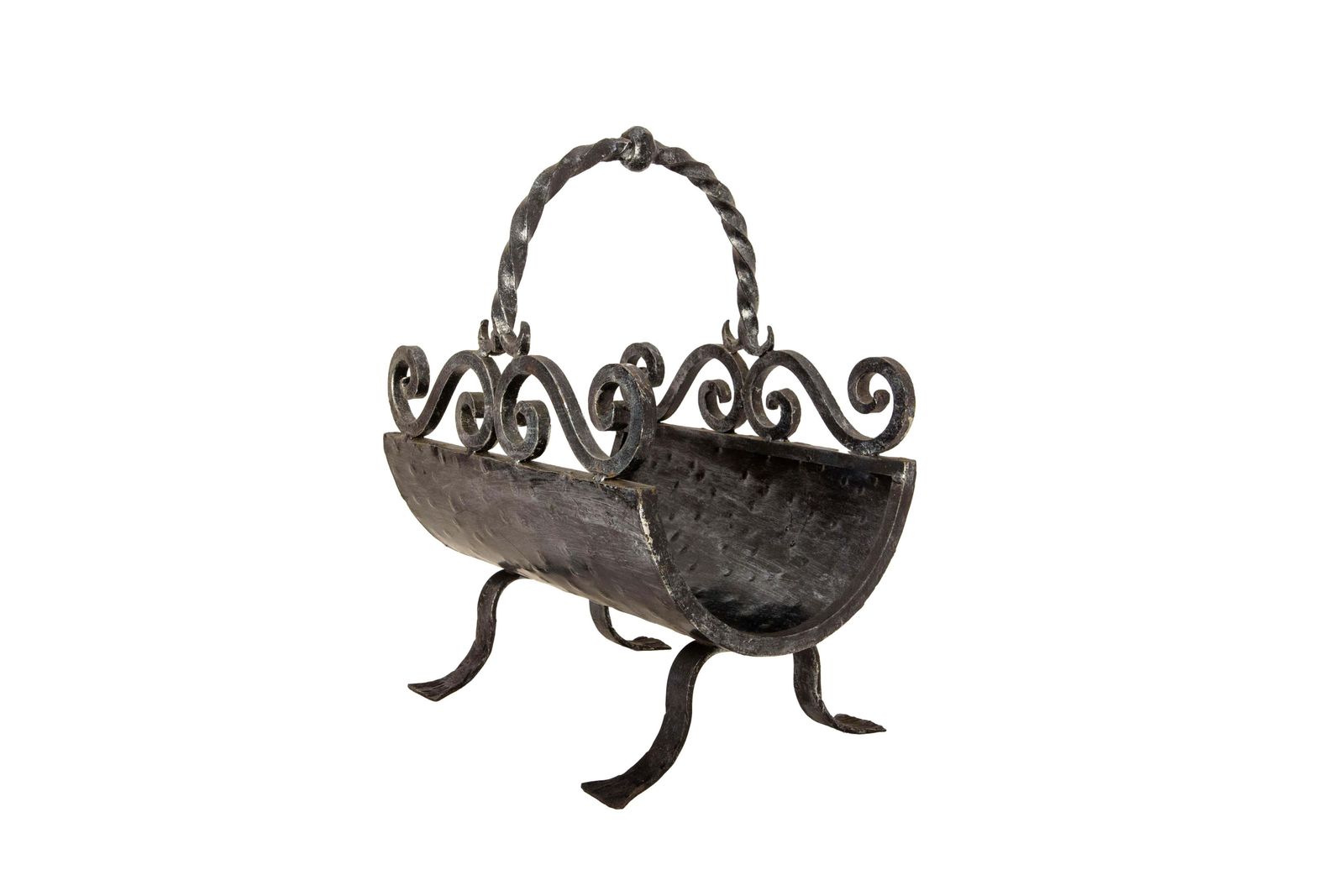 Wood Log Holder Rack Wrought Iron, France, Circa 1960 photo vinterior