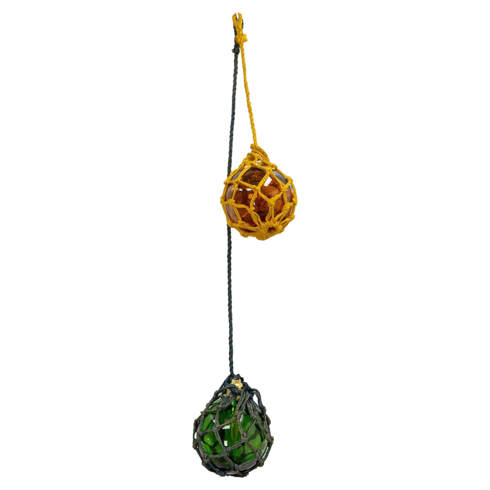 Wall Lamps Pair Fishing Net Floats Repurposed As Pendant Lamps, French C 1970