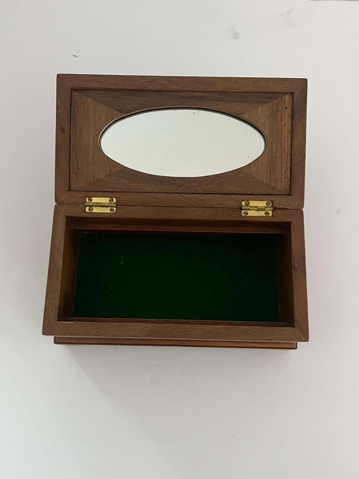 Art Deco Jewelry Box With Marquetry Top And Oval Mirror, Circa 1925 photo Home Decor