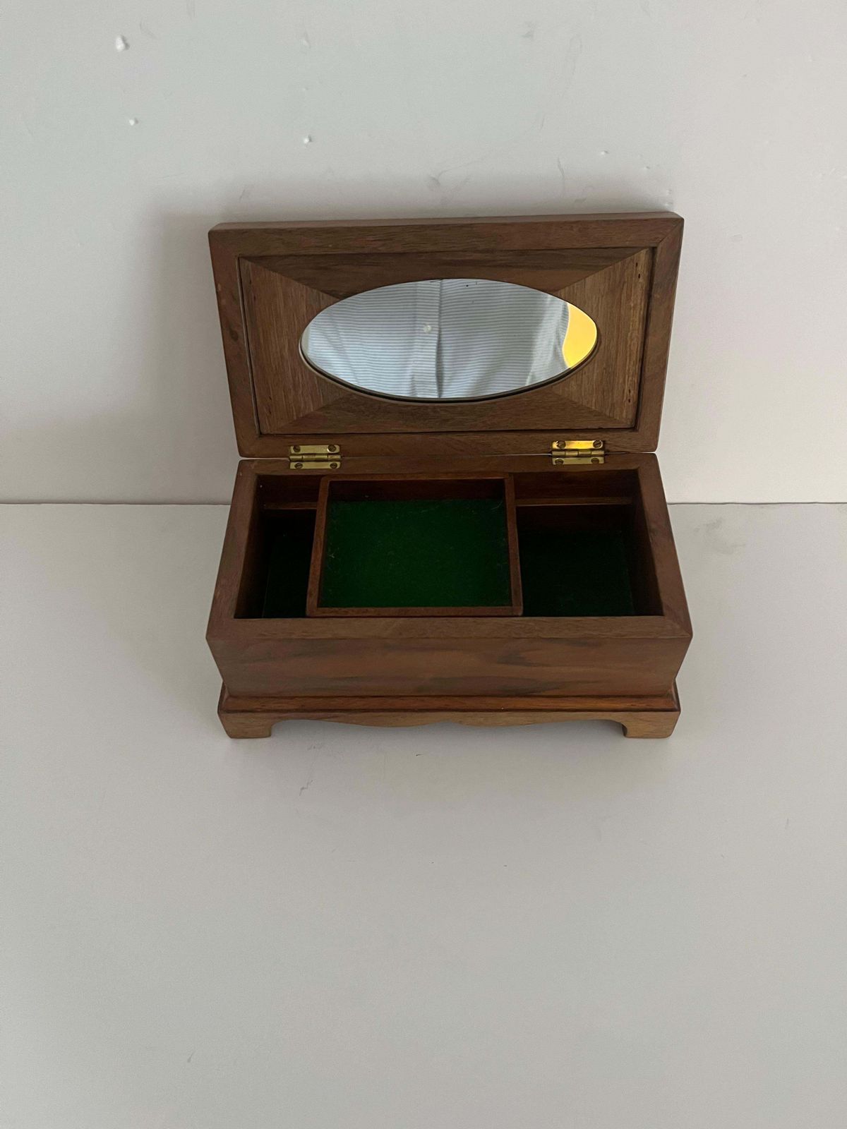 photo buy Art Deco Jewelry Box With Marquetry Top And Oval Mirror, Circa 1925