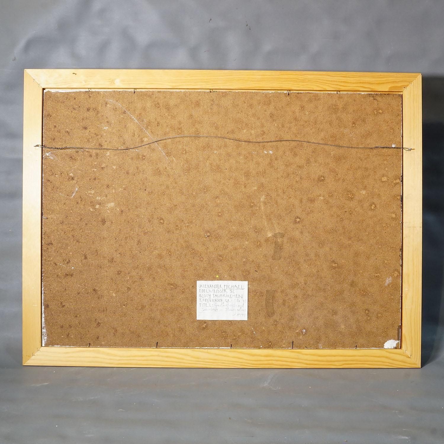 Garden Pond With Water Lilies And Rockery, 1994 – Oil Painting photo 528.0
