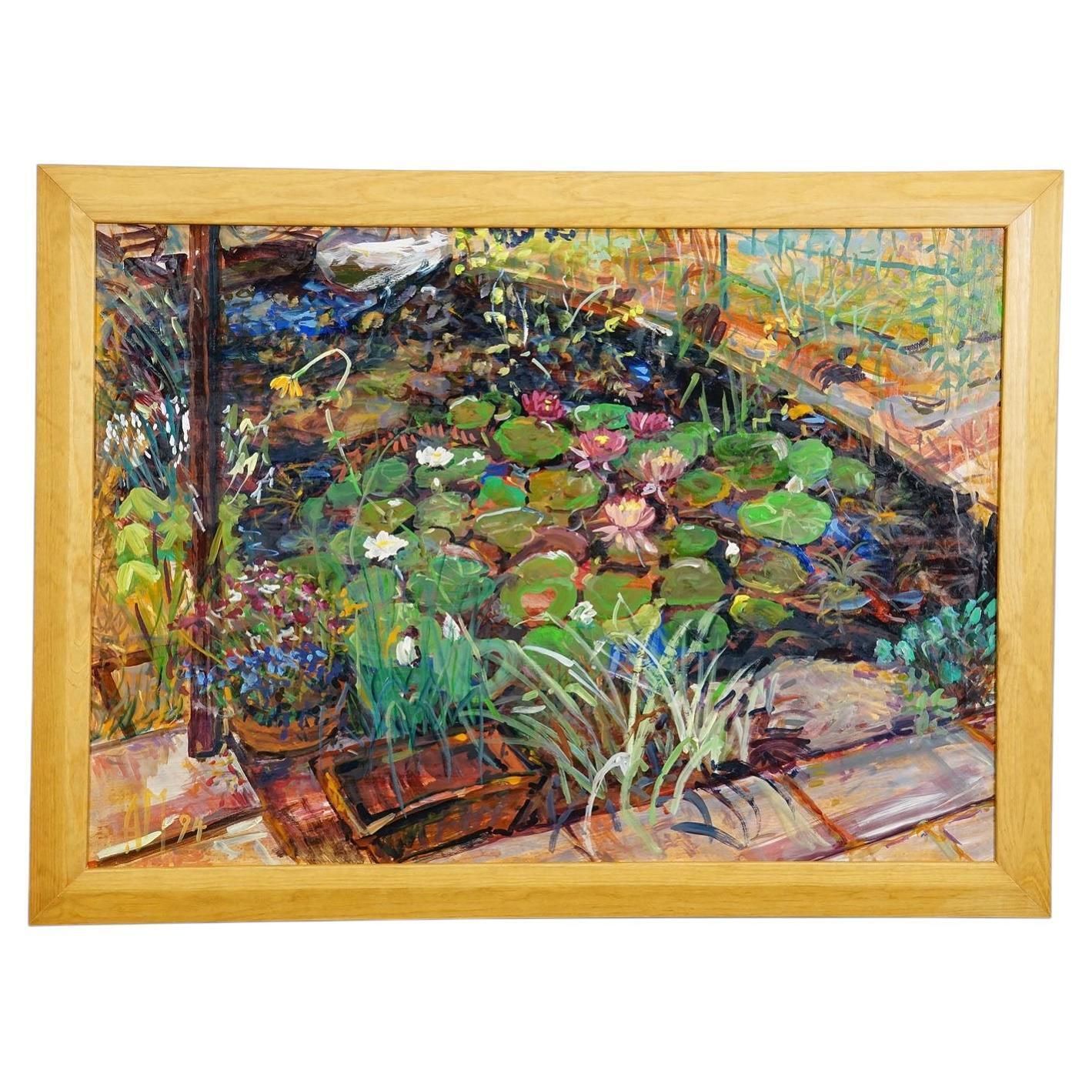 Tuinvijver met waterlelies, 1994 – Olieverfschilderij van Alexander Michael