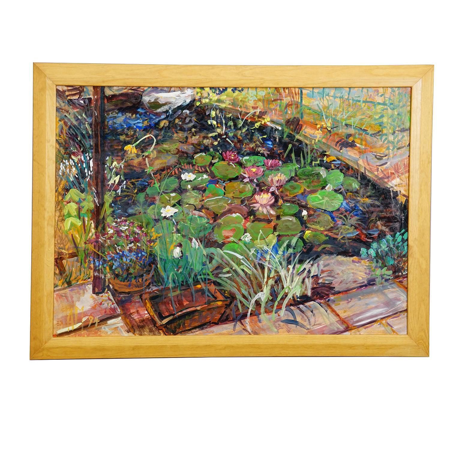 Tuinvijver met waterlelies, 1994 – Olieverfschilderij van Alexander Michael photo furniture