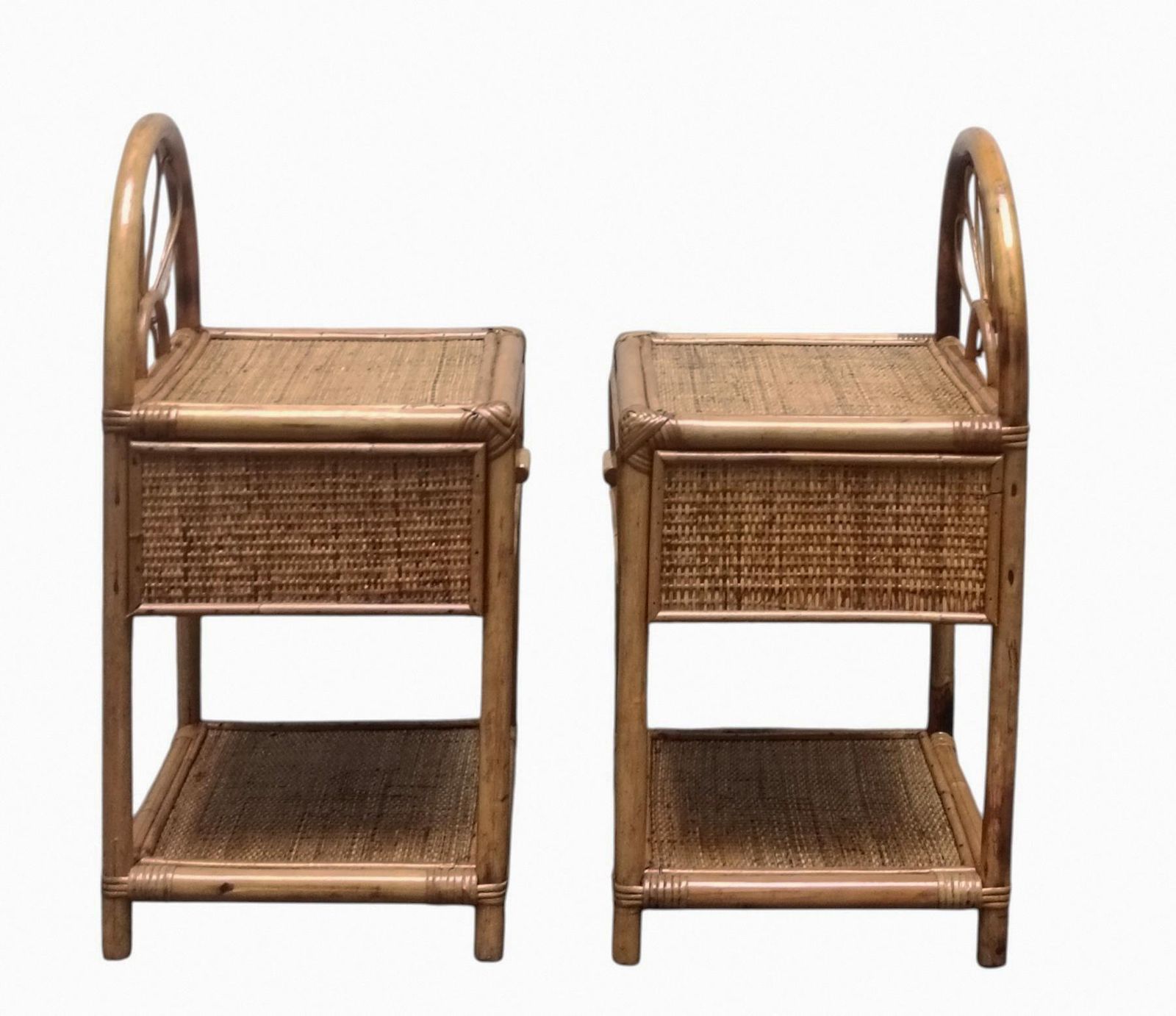Dal Vera Pair Of Bamboo And Rattan Nightstands Italy 1960s photo 1235.0