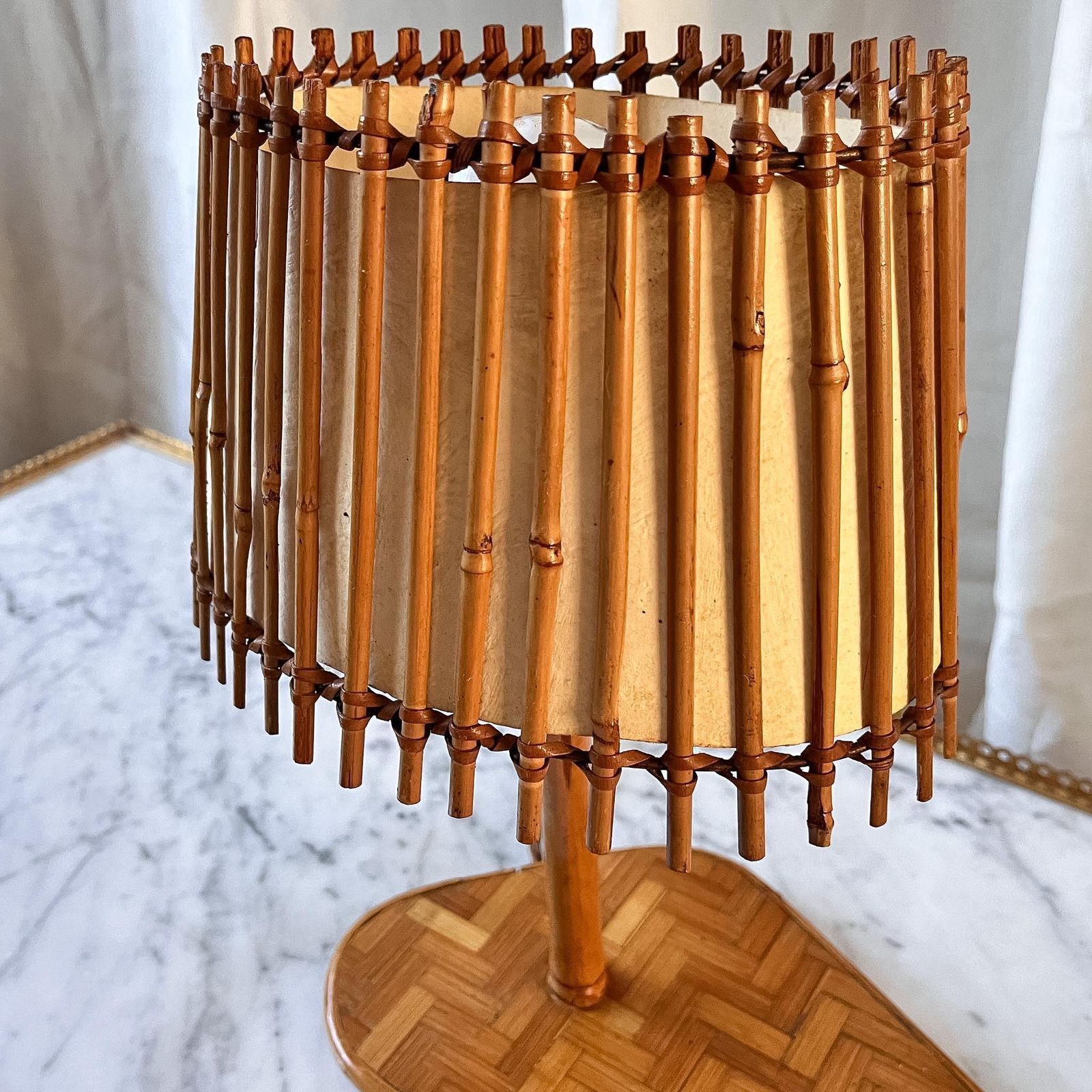 Vintage French Bamboo Table Lamp Attributed To Louise Sognot photo Lighting