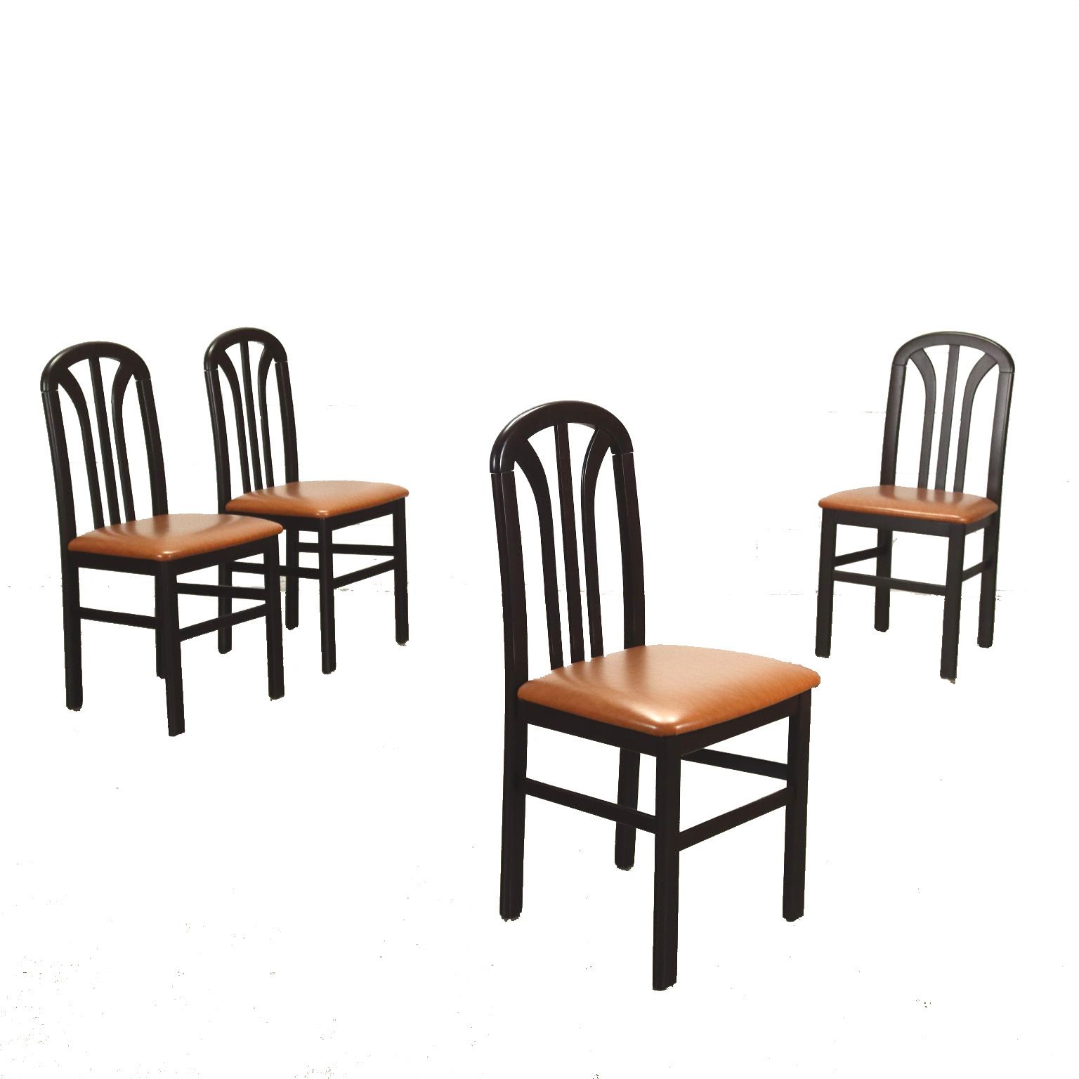 Set van 4 stoelen, gebeitst beukenhout, Italië, jaren 1970-1980