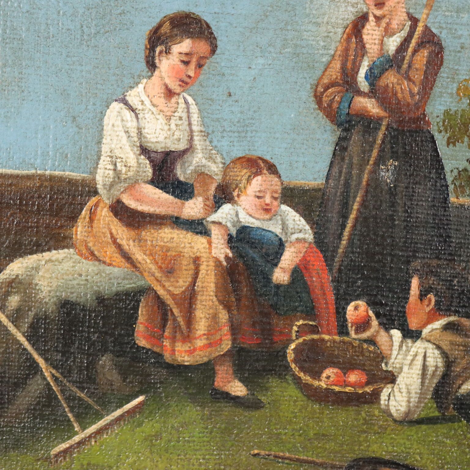 Tableau d'époque, paysage de montagne, huile sur toile, 1874 photo Art