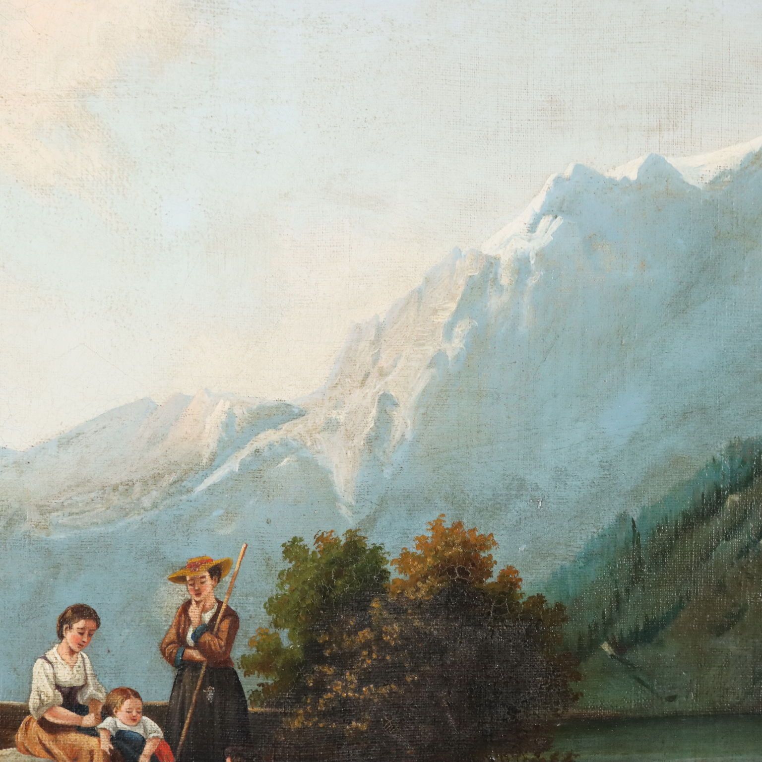 Tableau d'époque, paysage de montagne, huile sur toile, 1874 photo vintage