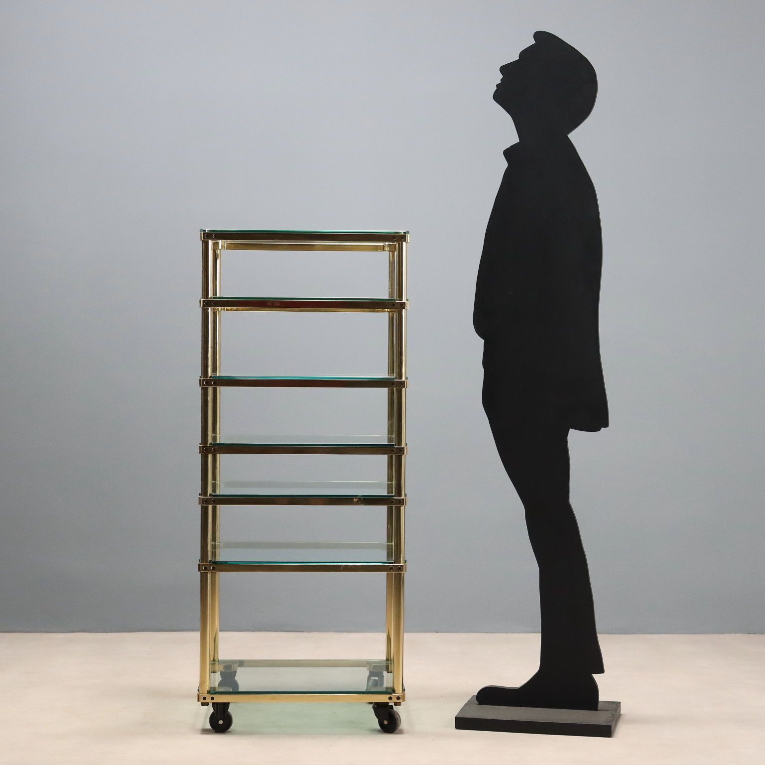 Vintage Display Cabinet Metal Glass Brass Design Italy 1980s photo furniture