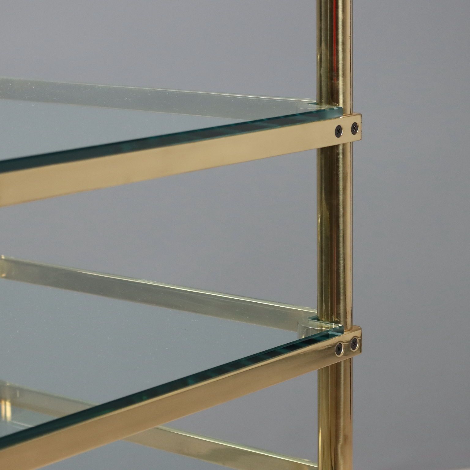 Vintage Display Cabinet Metal Glass Brass Design Italy 1980s photo vinterior