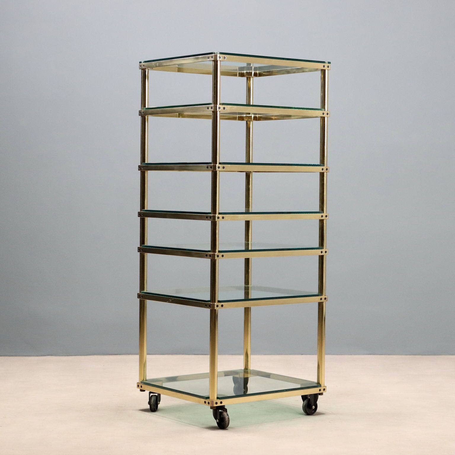 photo furniture Vintage Display Cabinet Metal Glass Brass Design Italy 1980s