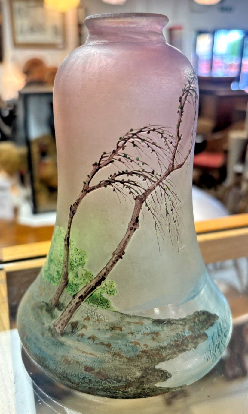 Early 20th Century Daum Nancy Painted Glass Vessel.