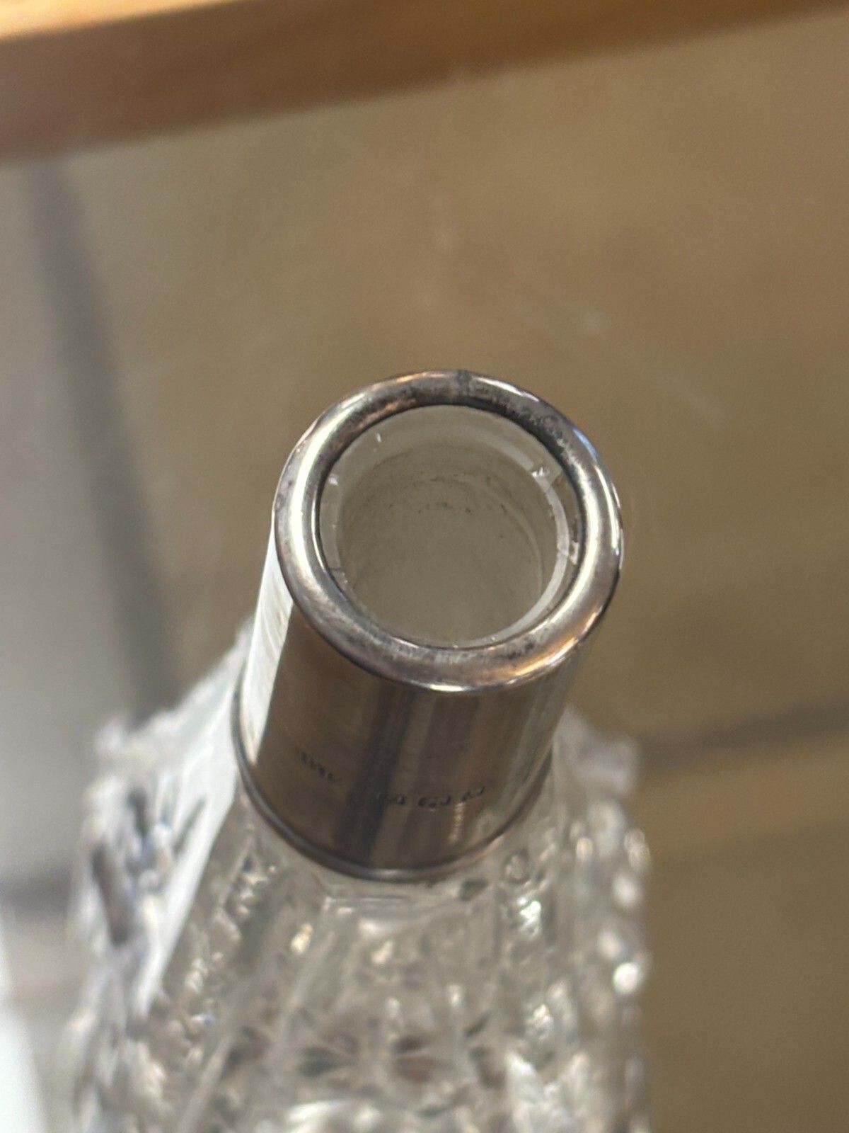Antique Sterling Silver & Cut Glass Perfume Bottle With Stopper. photo vintage