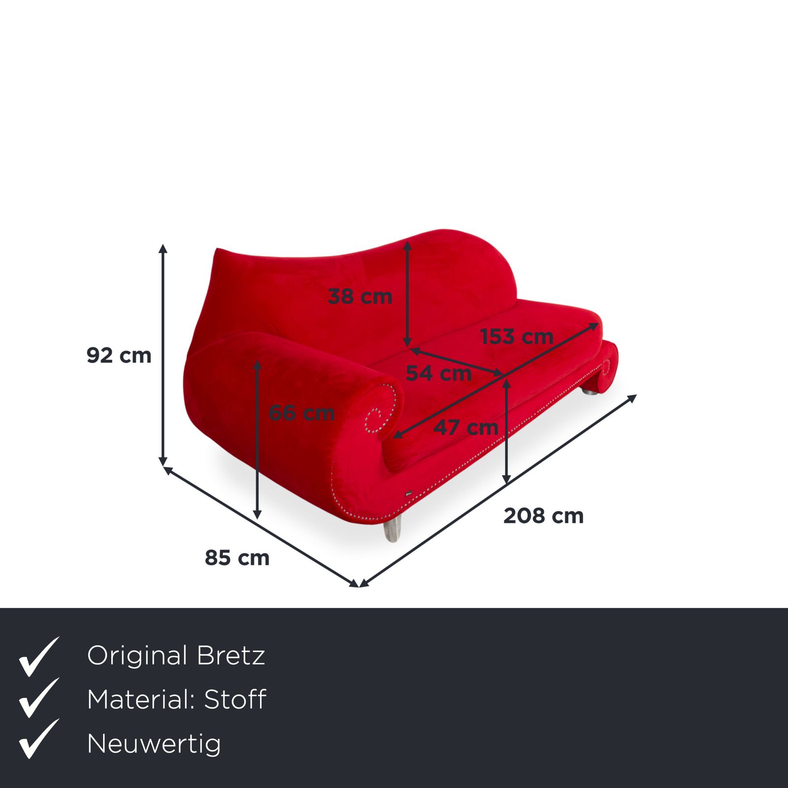 Canapé Bretz Gaudi en velours rouge, 3 places photo furniture