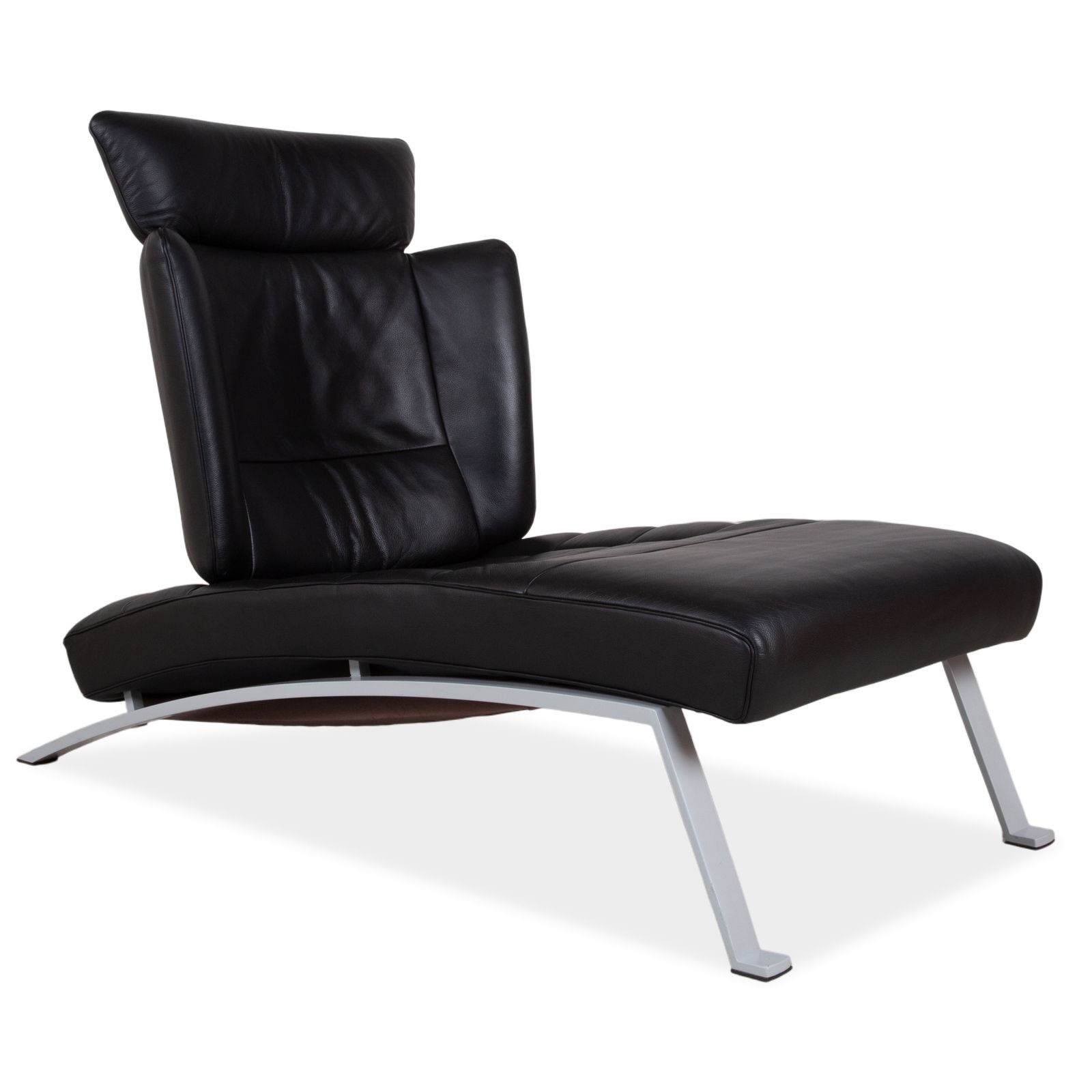 Méridienne De Sede DS 158 en cuir noir, fonction manuelle