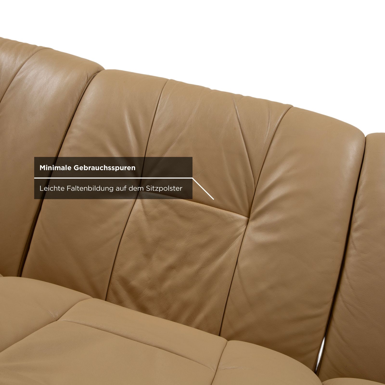 Mobilier Canapé Stressless Windsor 3 places en cuir et bois, beige crème photo