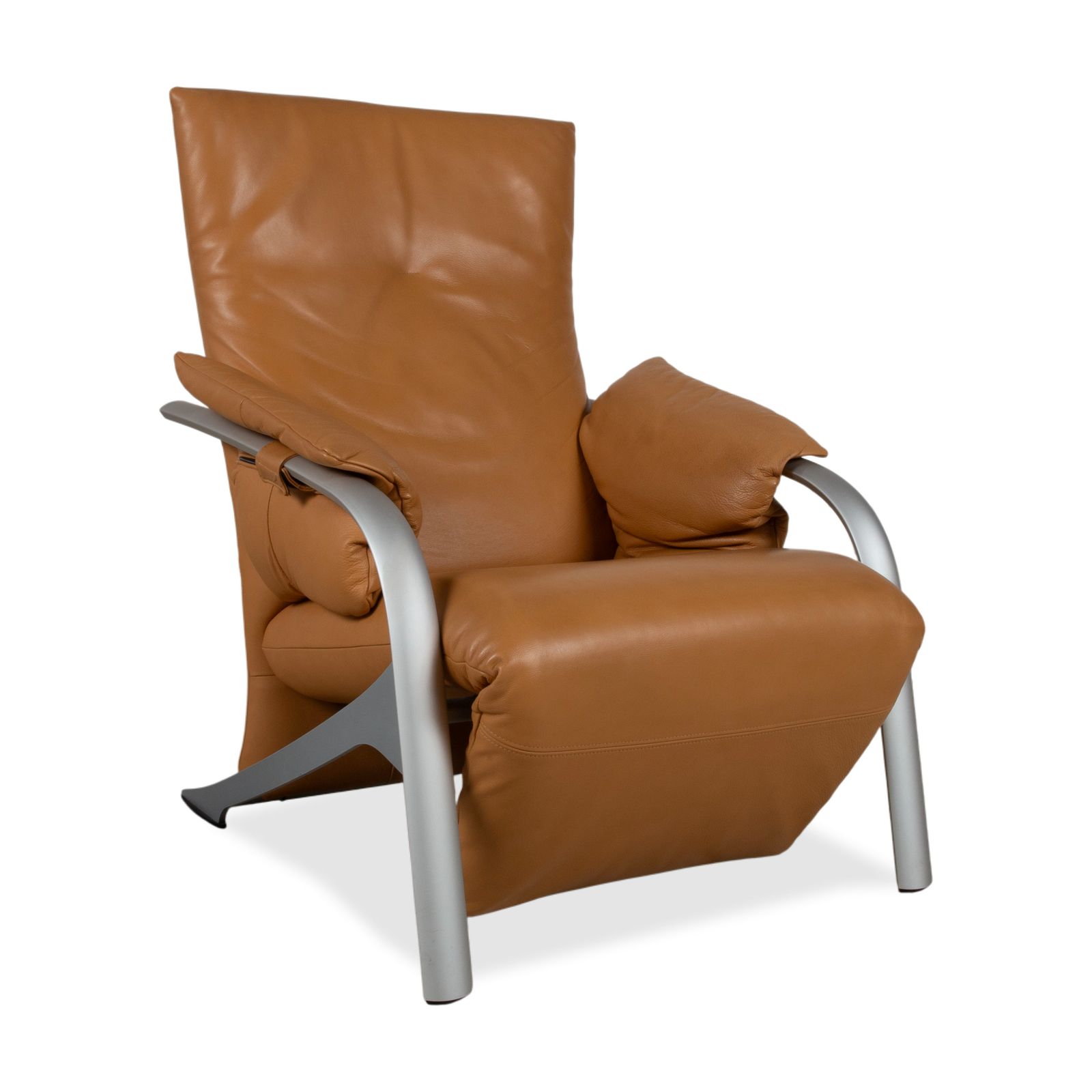 Fauteuil Rolf Benz 5100 en cuir cognac, fonction manuelle, fonction inclinable