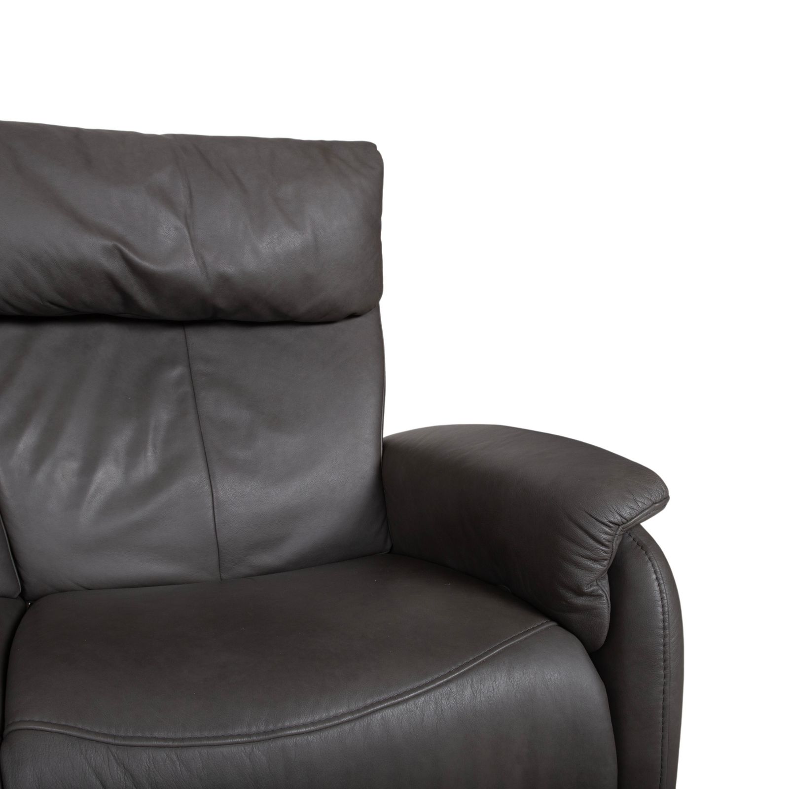 Himolla Trapez Leather Three Seater Grey Anthracite Manual Function Sofa photo vintage
