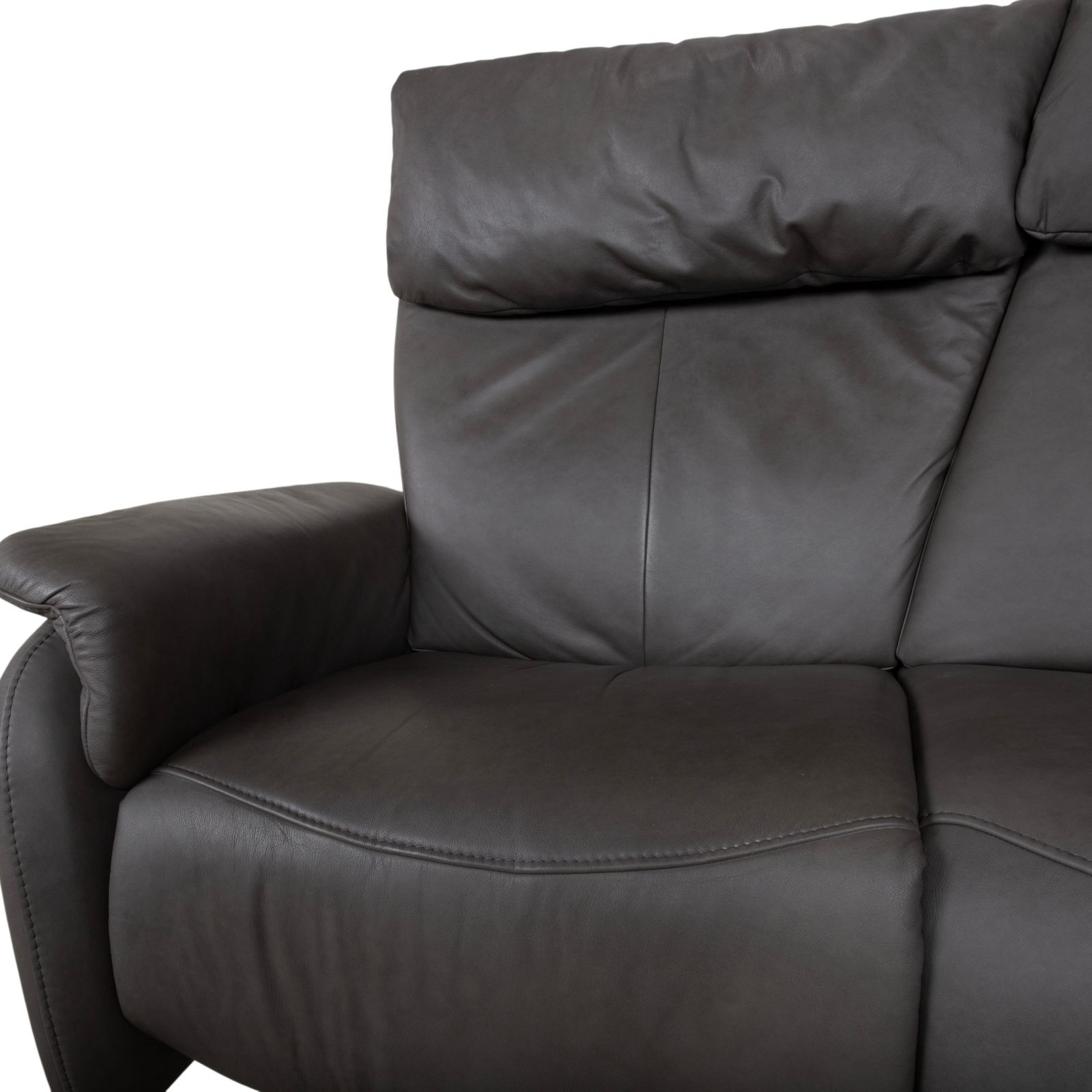 photo furniture Himolla Trapez Leather Three Seater Grey Anthracite Manual Function Sofa