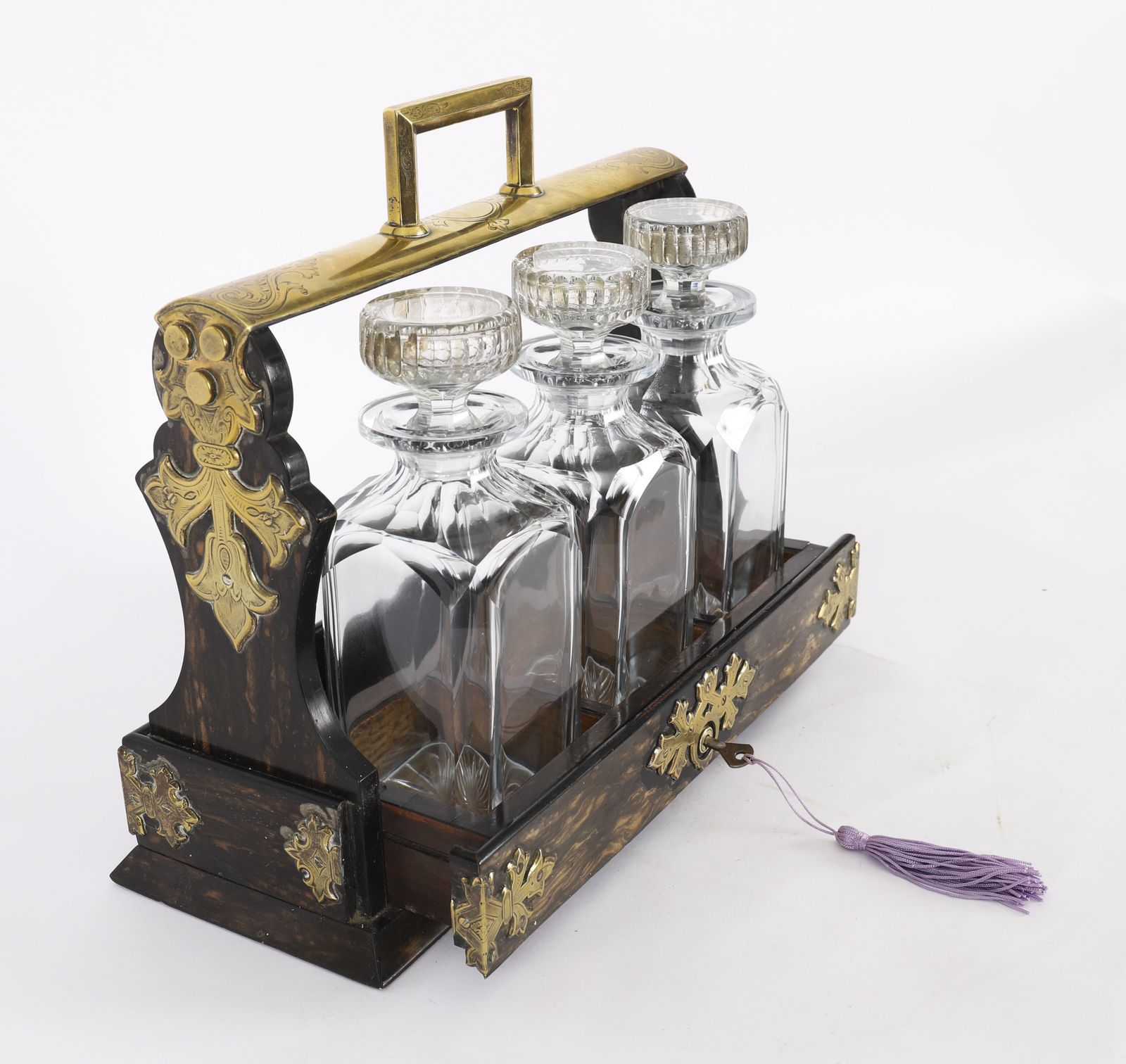 Victorian Coromande Three Cut  Crystal Decanter Tantalus C1870 photo 1250.0
