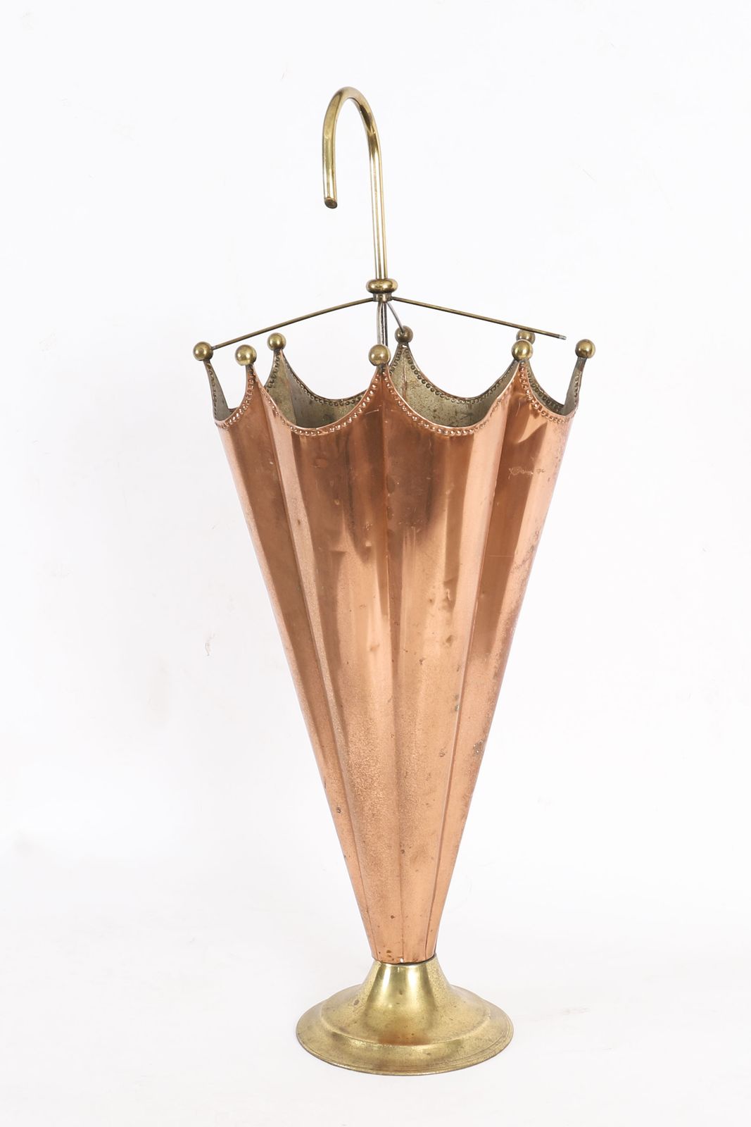 Antique Brass & Copper Umbrella Stand C.1920 photo vinterior