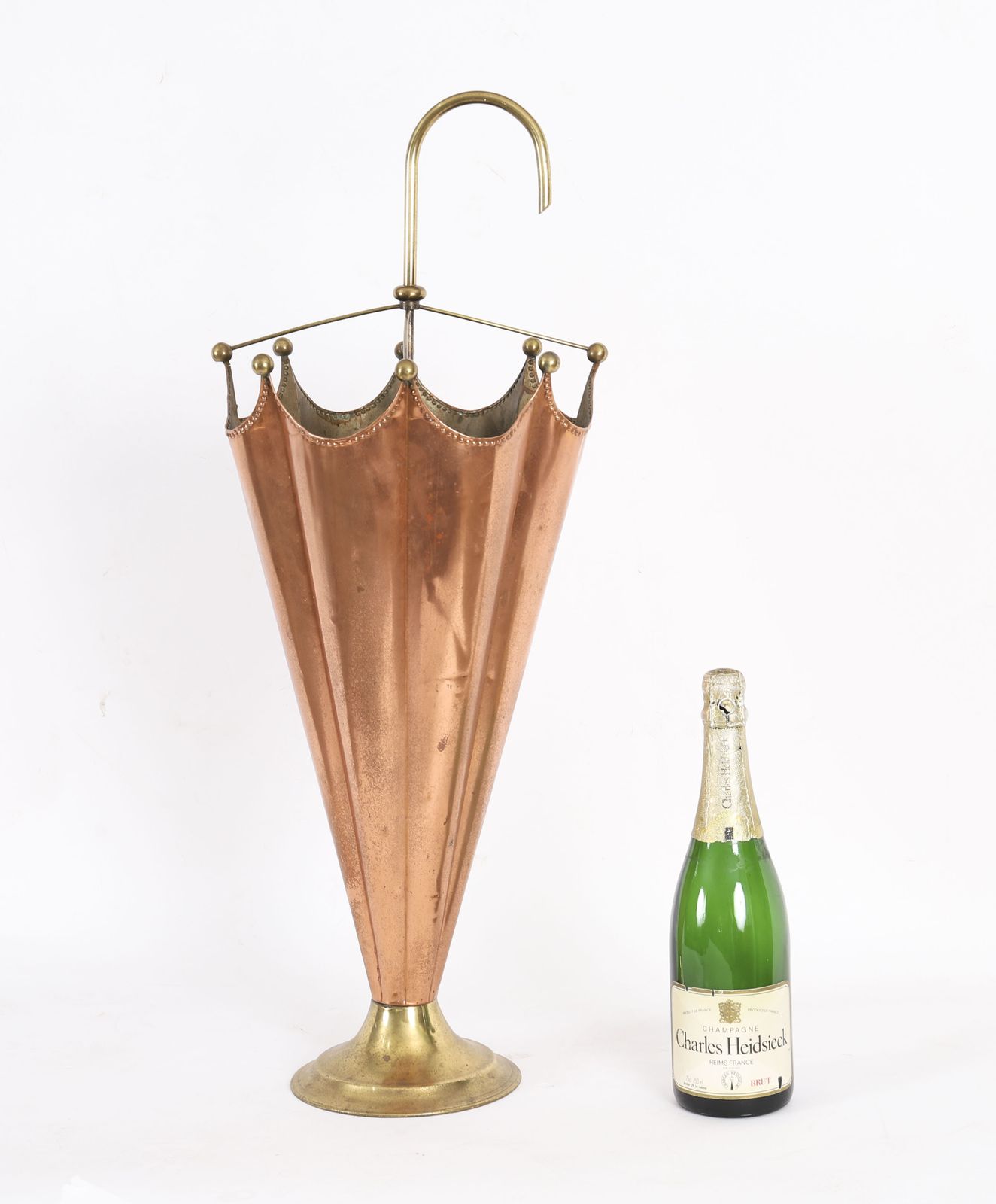 photo buy Antique Brass & Copper Umbrella Stand C.1920