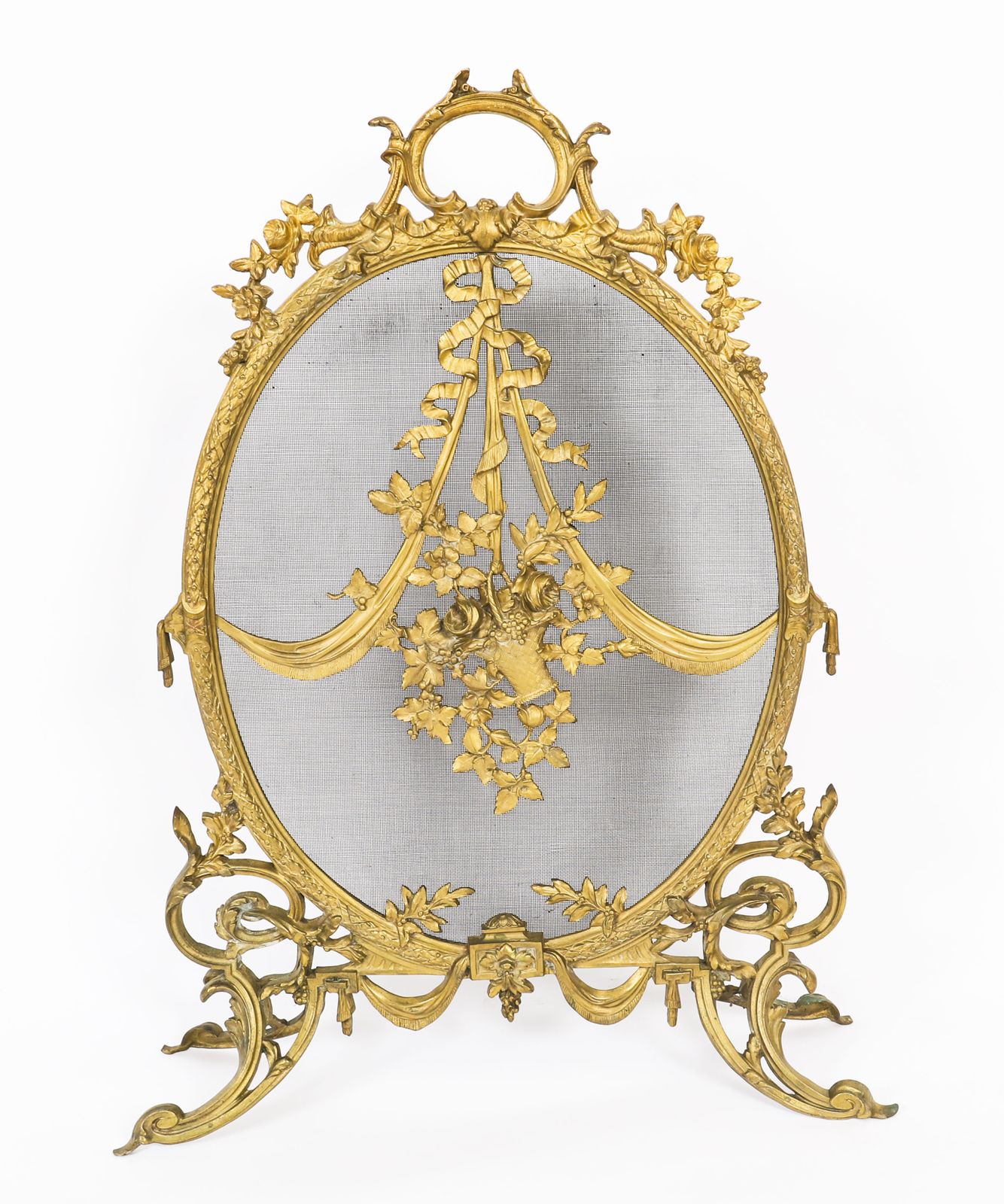 Home Decor French Rococo Revival Brass Fire Screen19th C photo