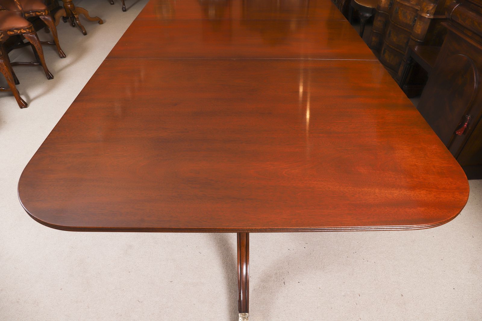 photo furniture 13ft Regency Triple Pillar Dining Table Circa 1900 &14  Swag Backchairs