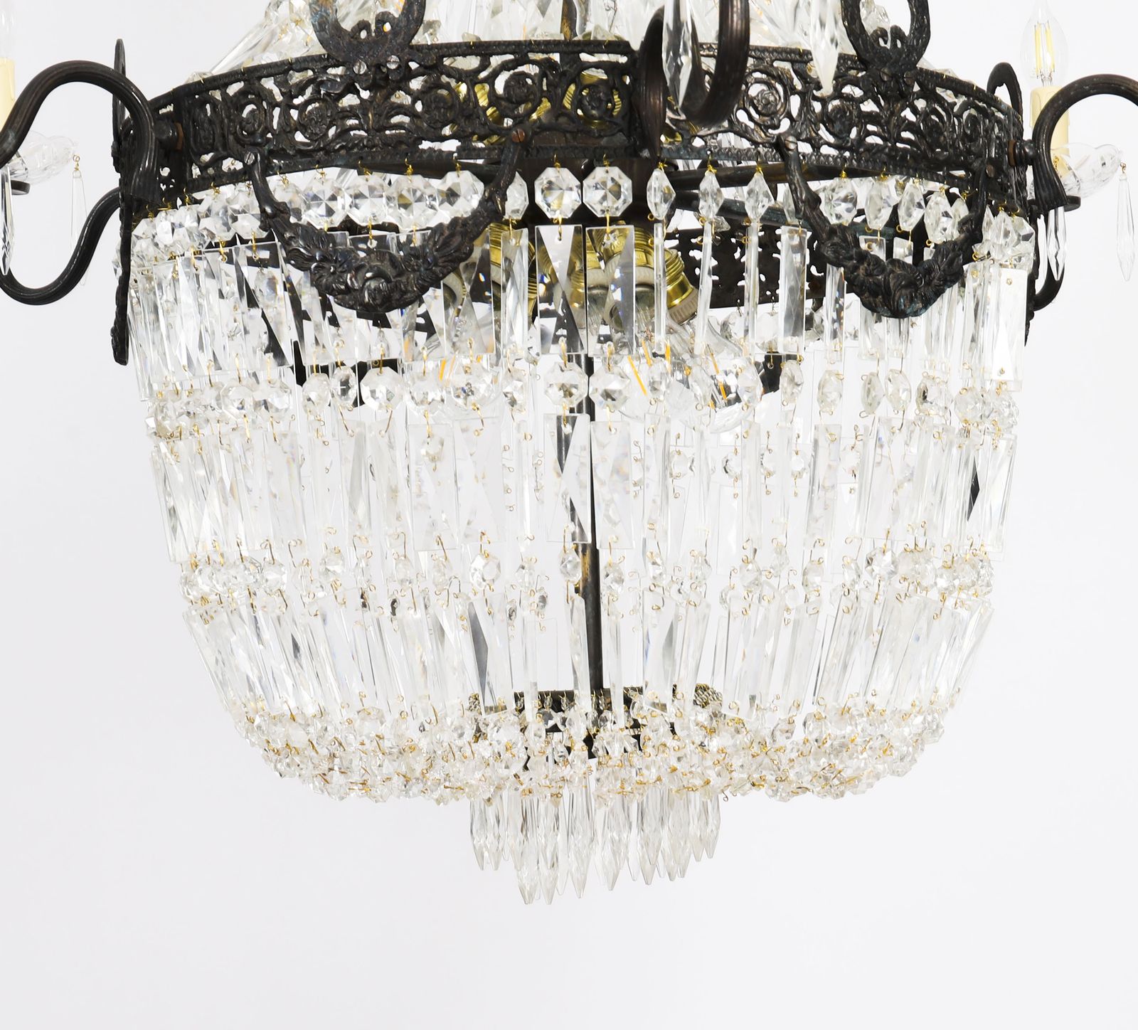 Antique Set 6 Louis Revival 14 Light Ballroom Cut Crystal Tent Chandeliers C1920 photo vinterior
