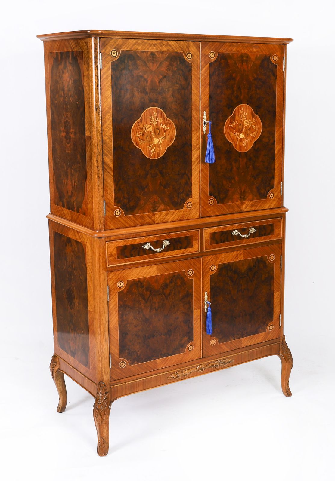 Art Deco Walnut Marquetry Cocktail Cabinet Dry Bar By Epstein C 1930