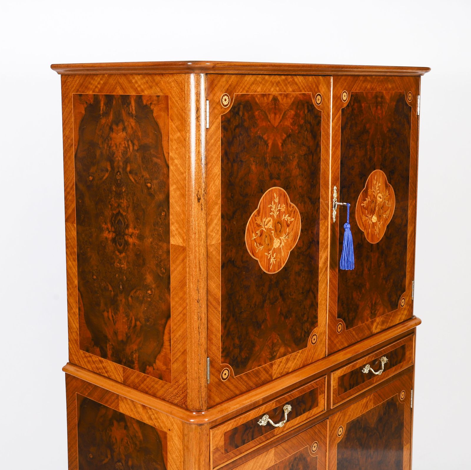 Art Deco Walnut Marquetry Cocktail Cabinet Dry Bar By Epstein C 1930 photo vintage