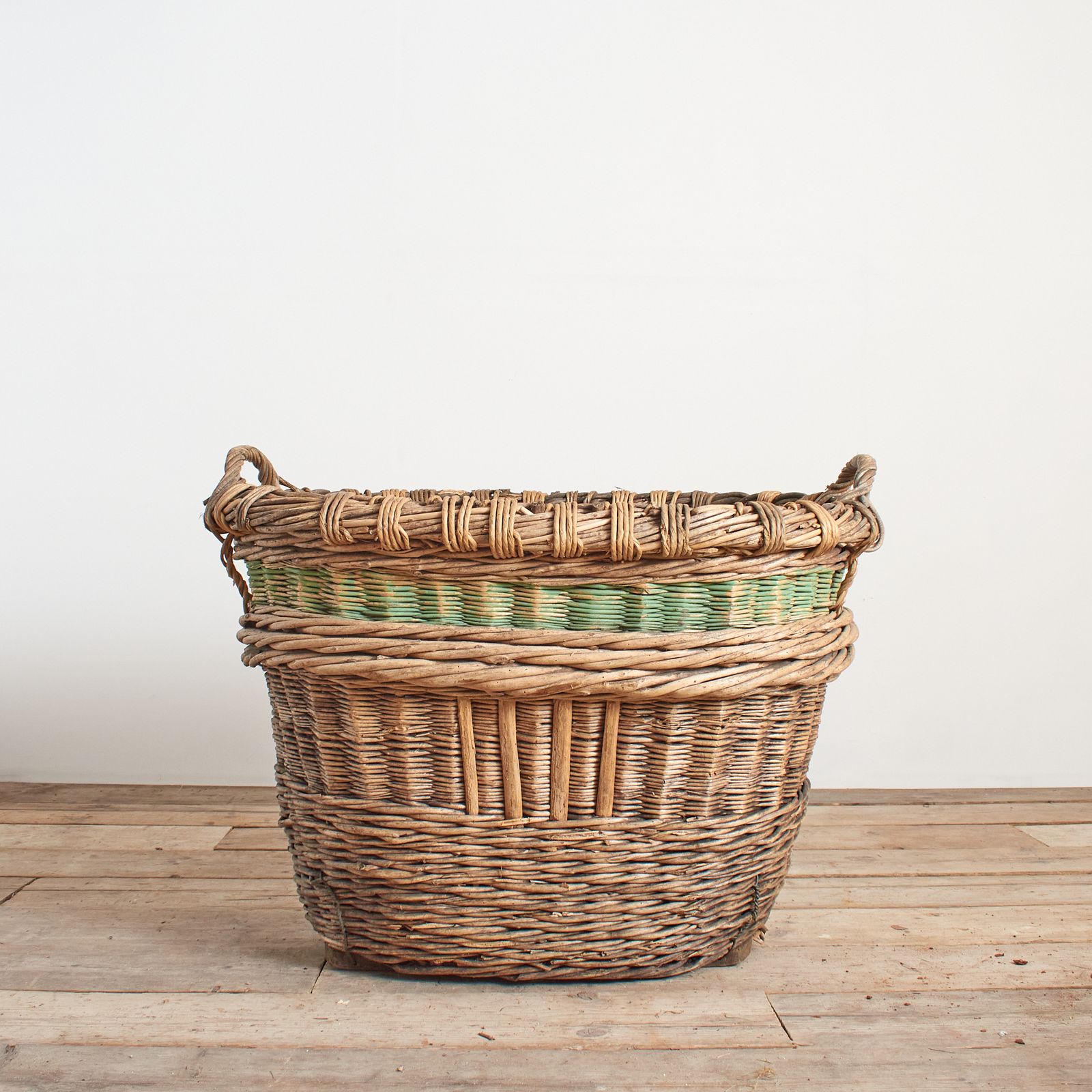 Antique French Champagne Grape Harvest Log Basket – Ad. photo for sale