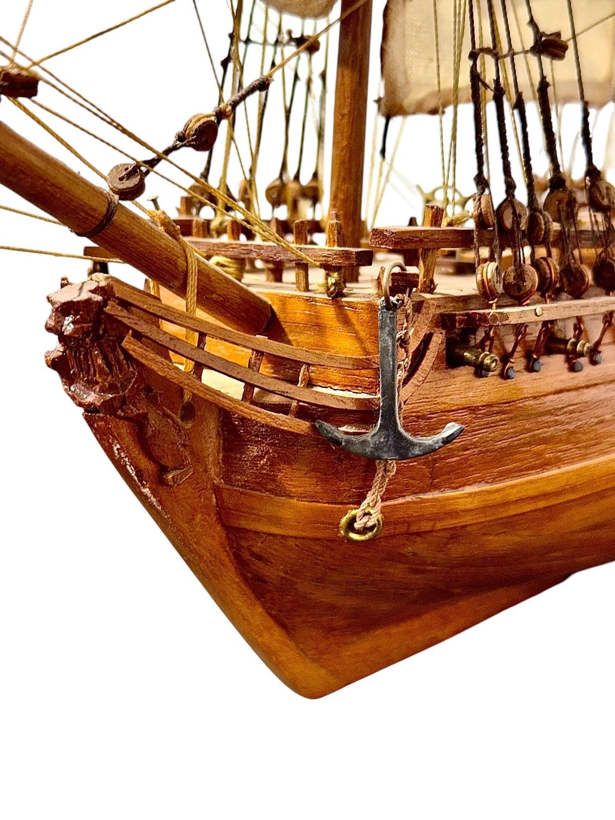 Handcrafted Walnut Ship Model Of The St. Géran Frigate, 1737 photo vinterior