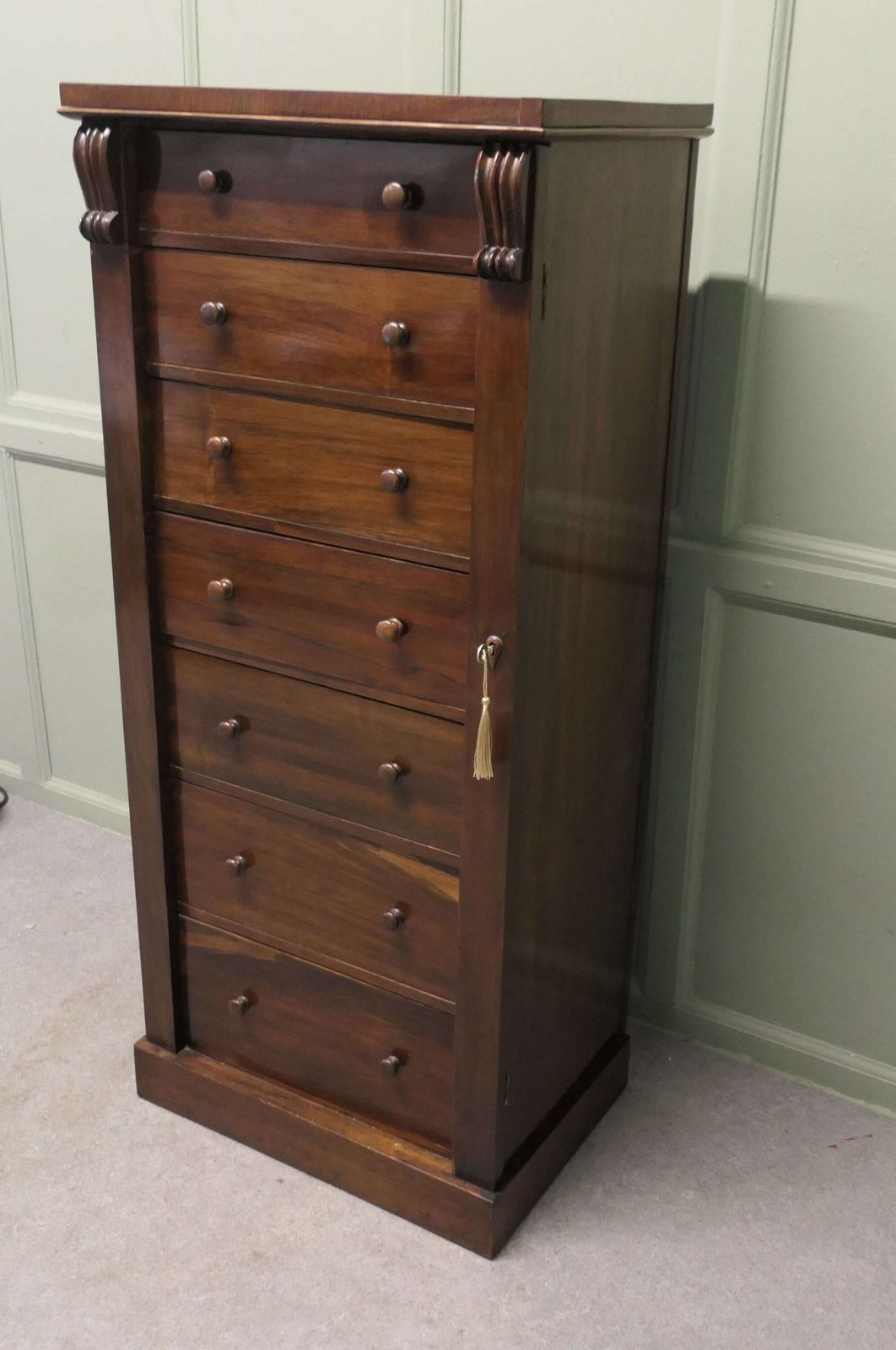 Tall Victorian Wellington Chest Filing Cabinet This Is A Classic Of Its Time. photo for sale