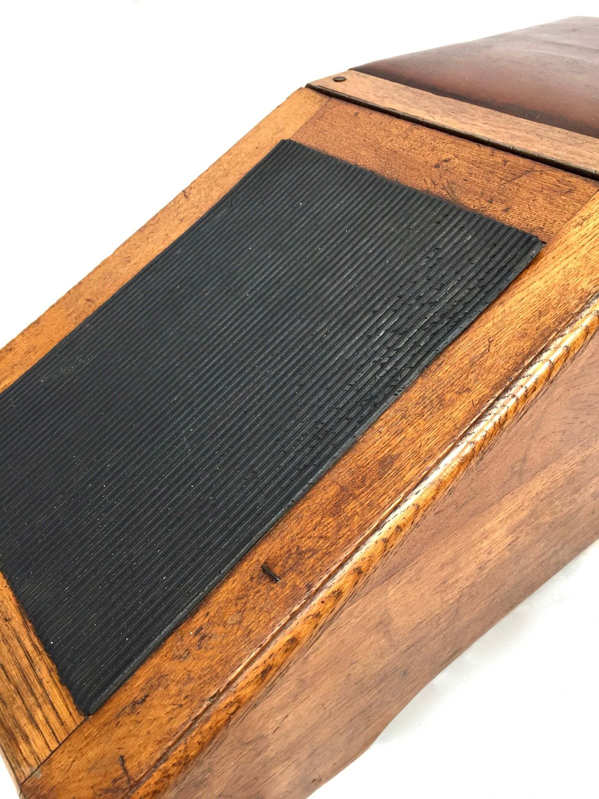 Antique Wooden Oak 1930s Shoe Shine / Shop Used Try On Seat / Box With Mirror. photo for sale