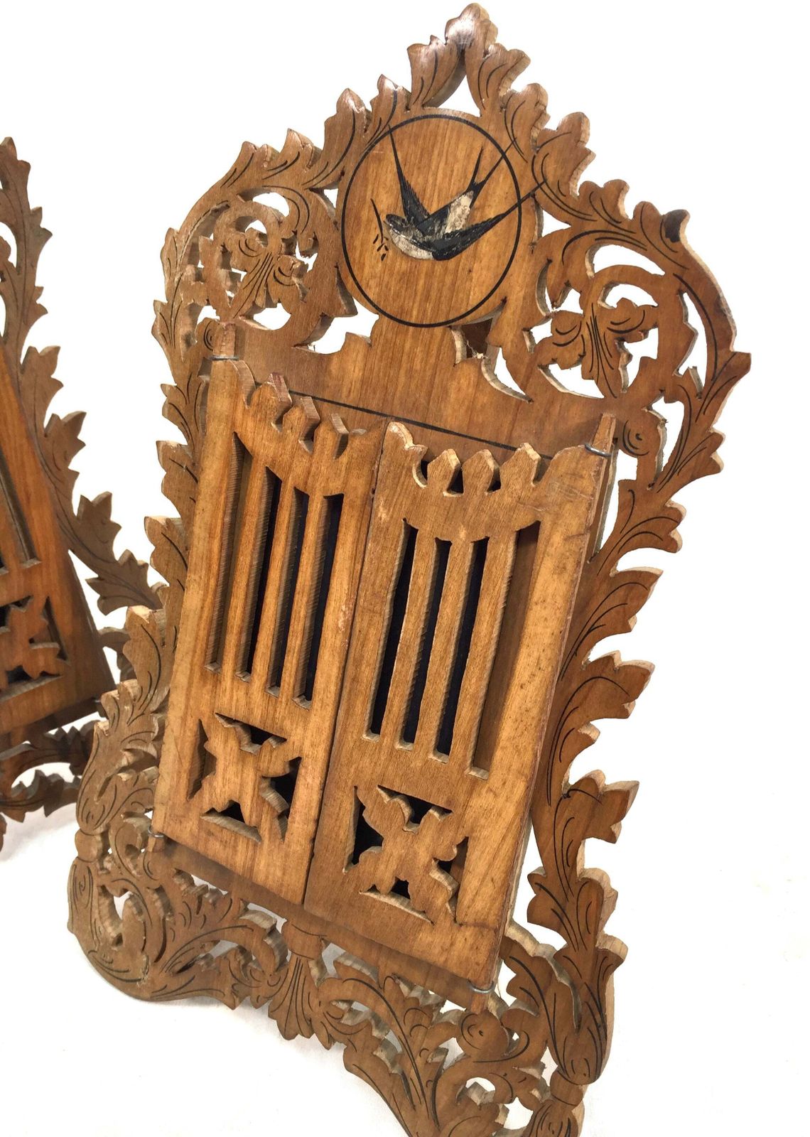 Antique Pair Of Italian Olive Fruitwood Carved Photo Frames / Photography Frames. photo for sale