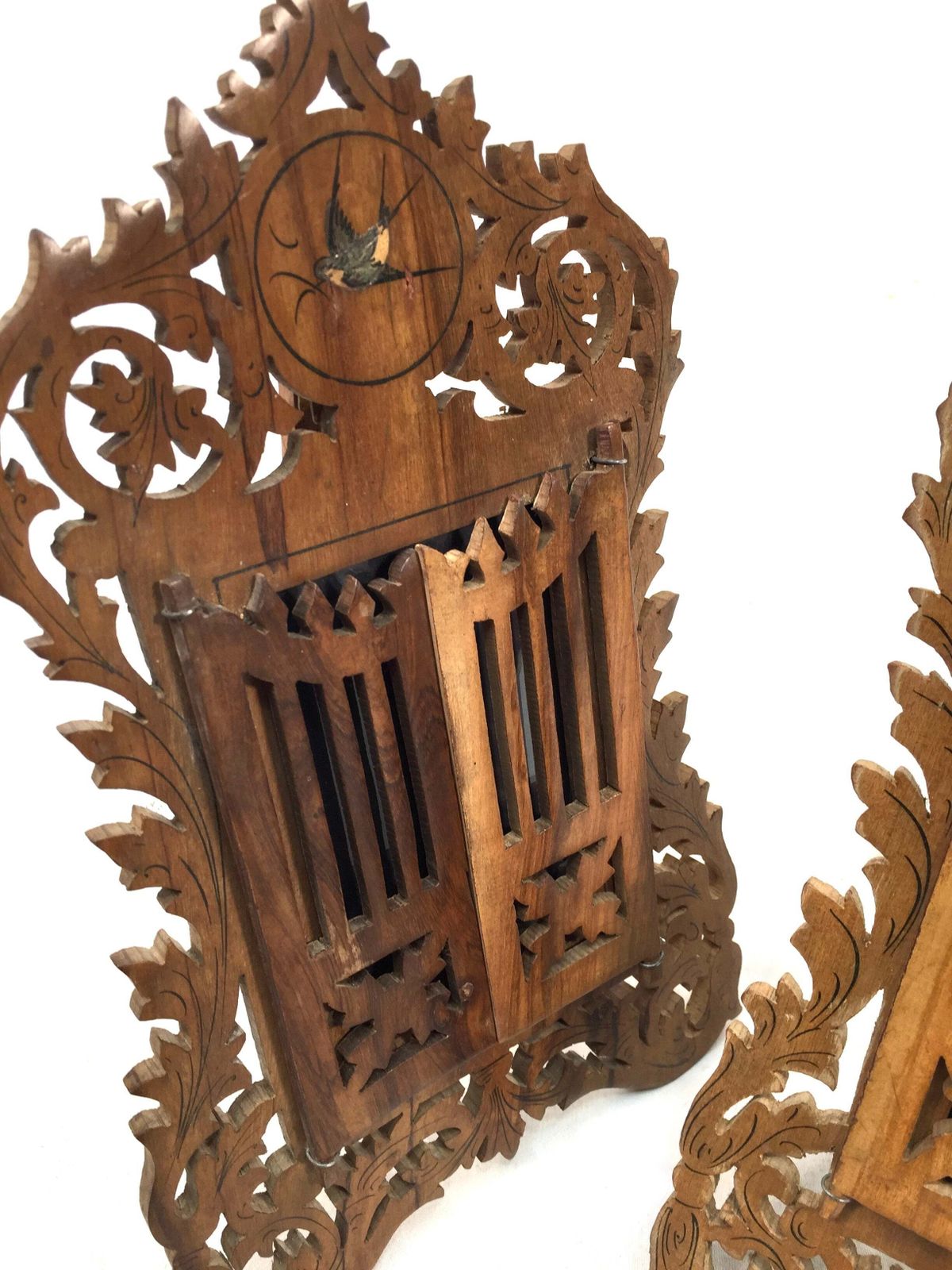 Antique Pair Of Italian Olive Fruitwood Carved Photo Frames / Photography Frames. photo Home Decor