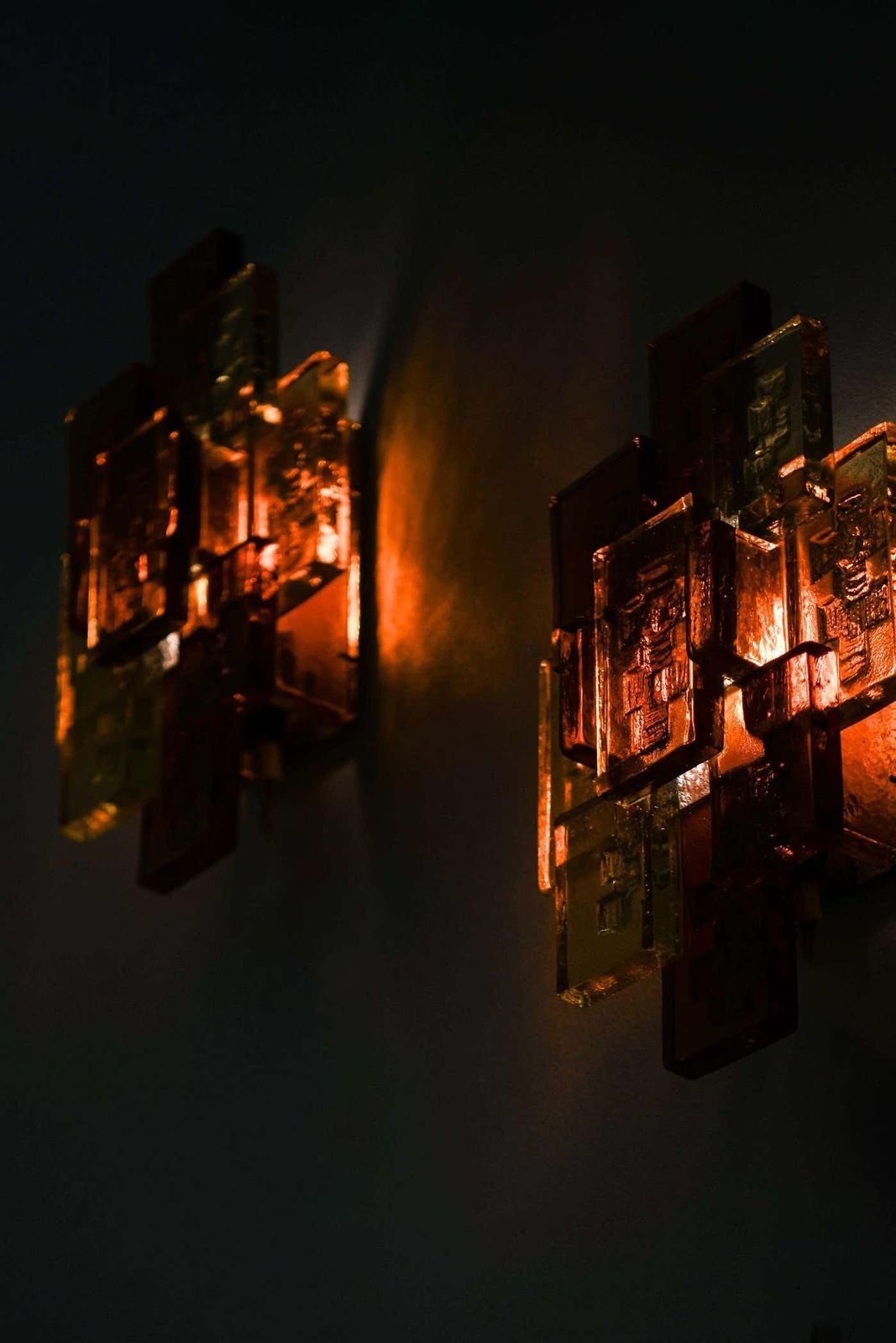Pair Of Svend Aage Holm Sørensen Glass Wall Lamps, 1960s photo vinterior