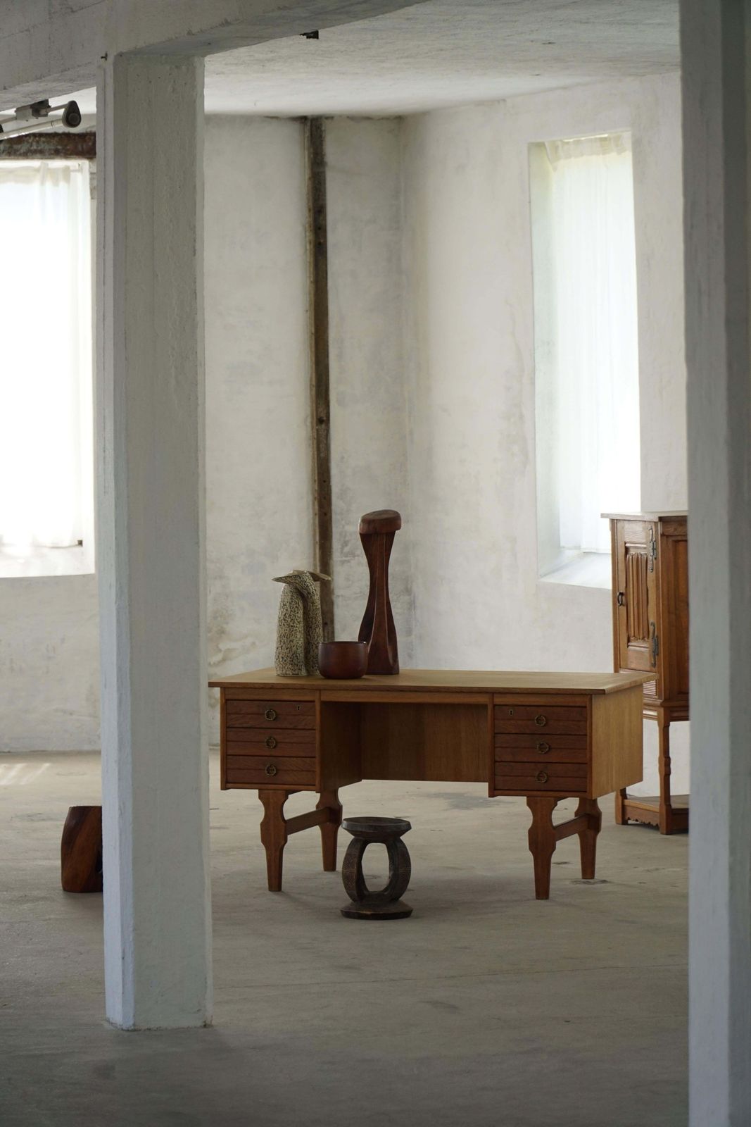 photo furniture Freestanding Desk In Oak By Henning Kjærnulf, Danish Mid Century Modern, 1950s