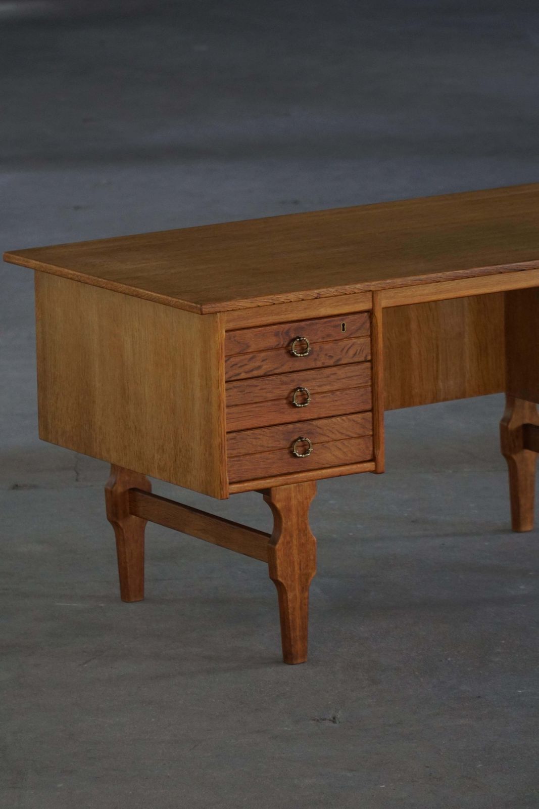 Furniture Freestanding Desk In Oak By Henning Kjærnulf, Danish Mid Century Modern, 1950s photo