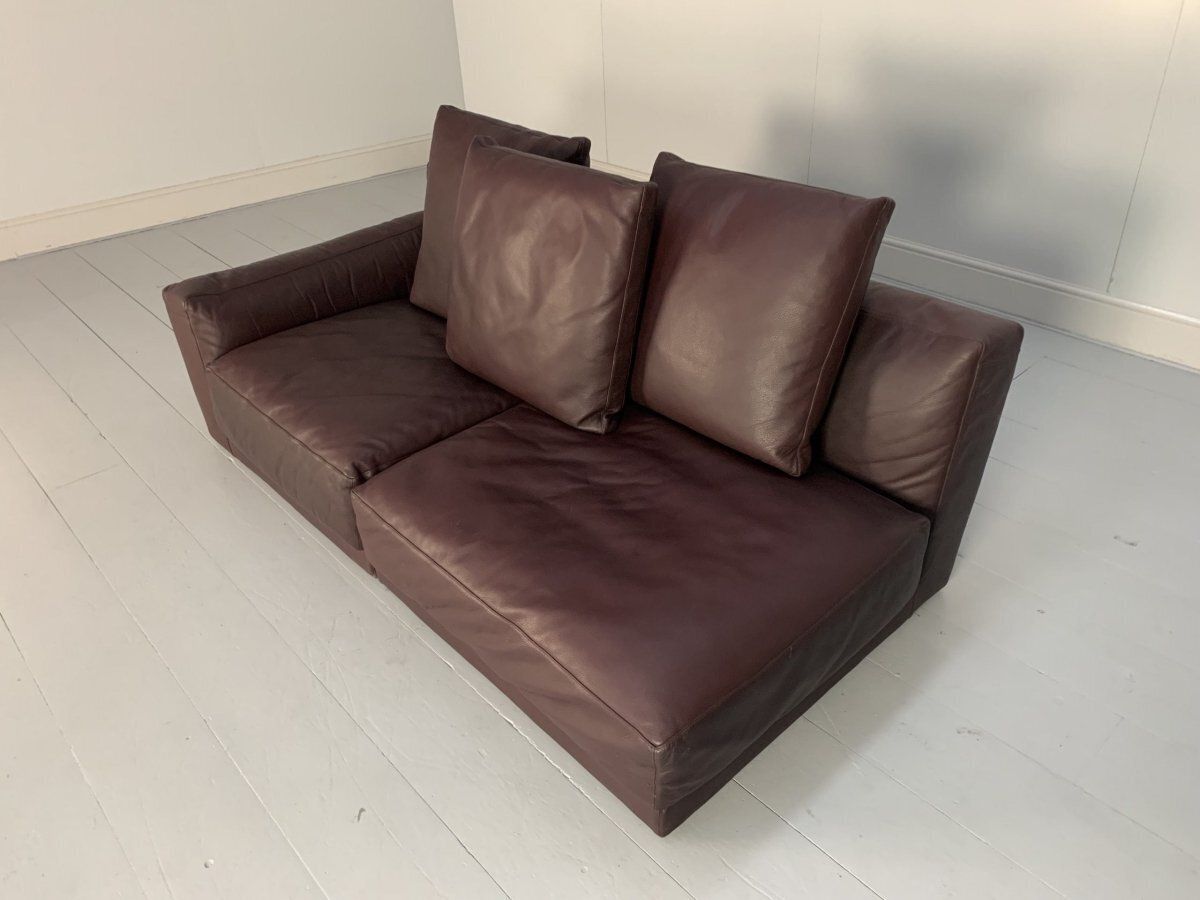 B&B Italia Luis 3 Seat Chaise End Sofa   In Oxblood Deep Red Alfa Leather photo for sale