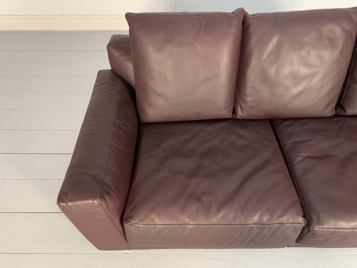 B&B Italia Luis 3 Seat Chaise End Sofa   In Oxblood Deep Red Alfa Leather photo 2795.0